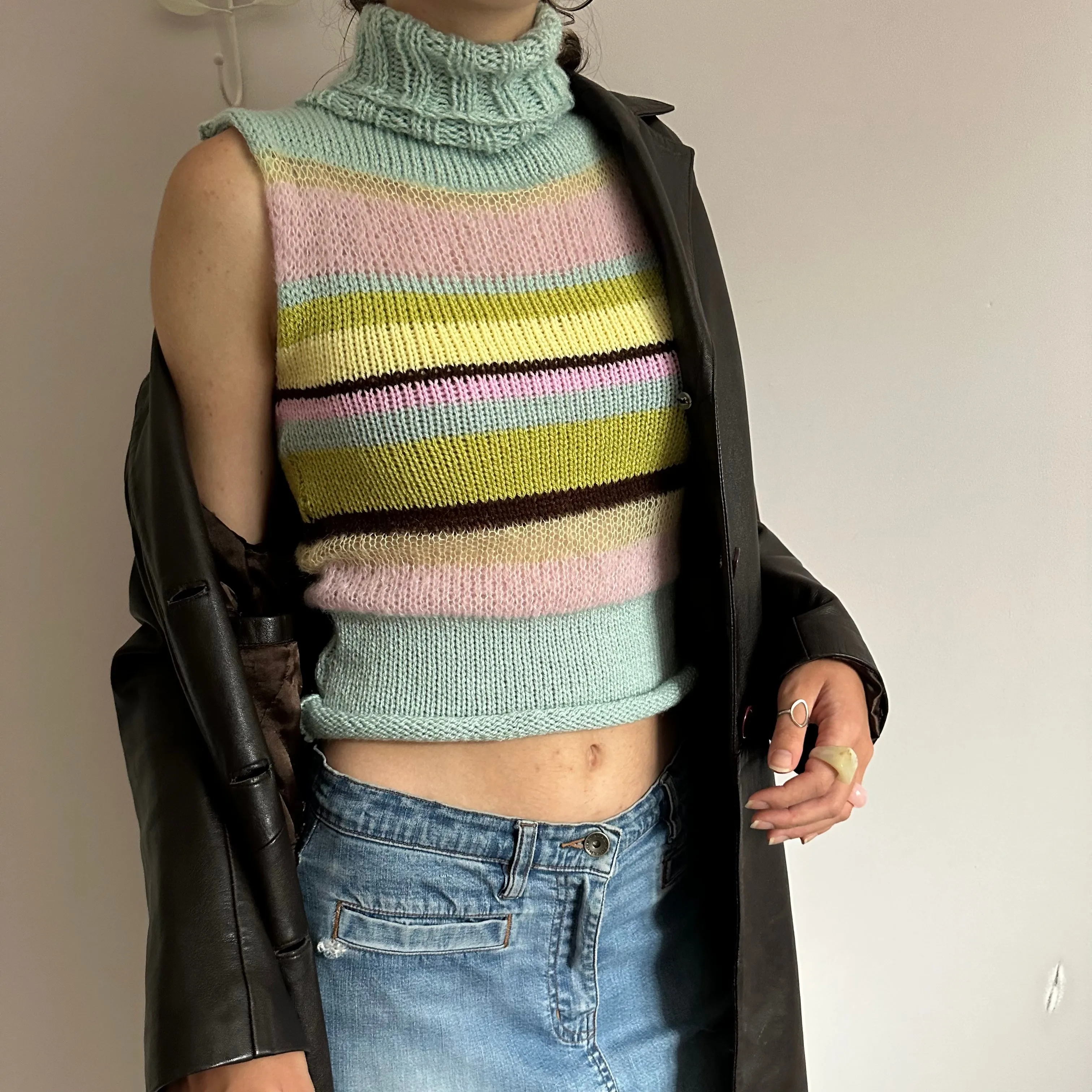 The Dahlia Vest - striped turtleneck knit vest