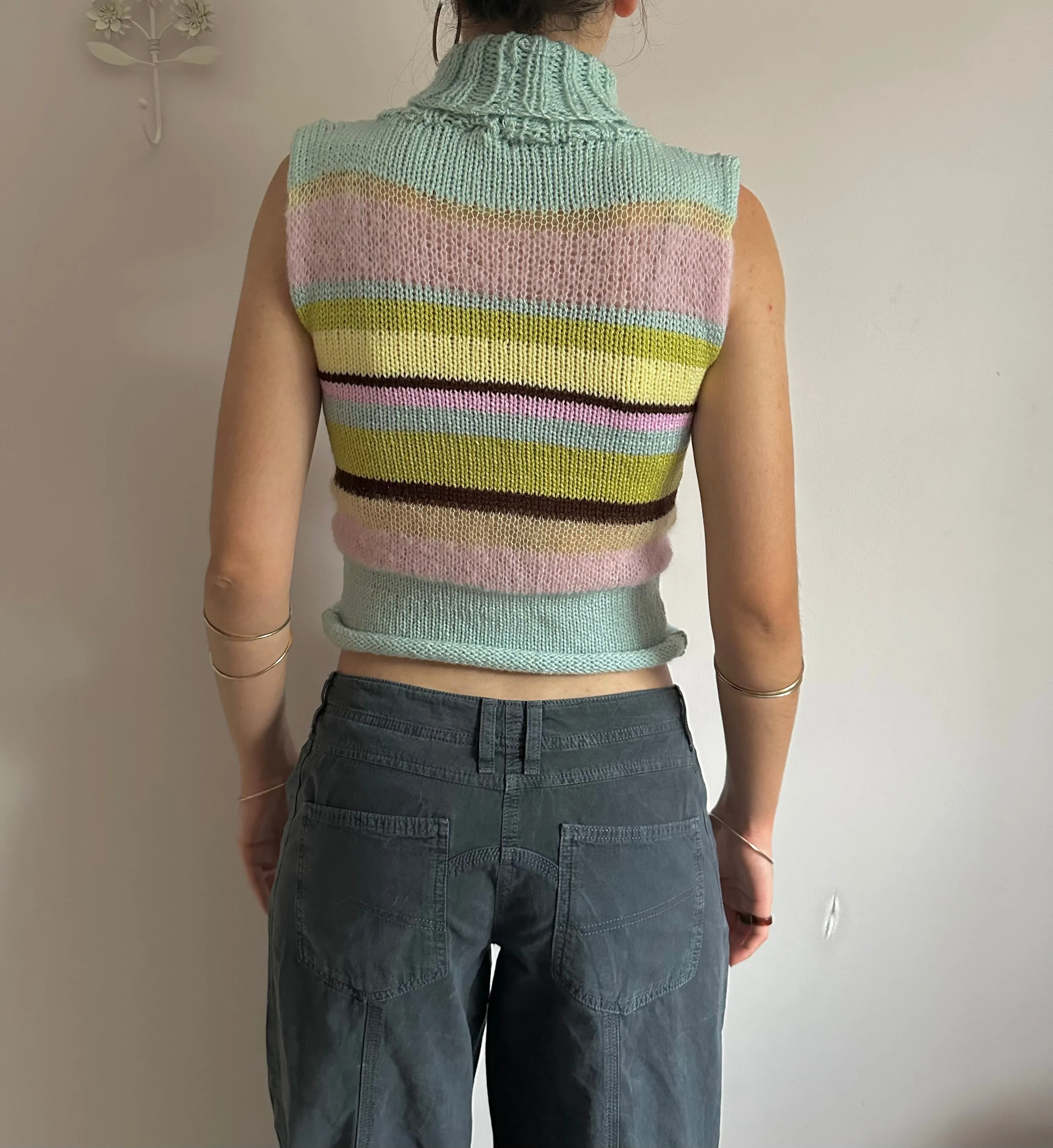 The Dahlia Vest - striped turtleneck knit vest