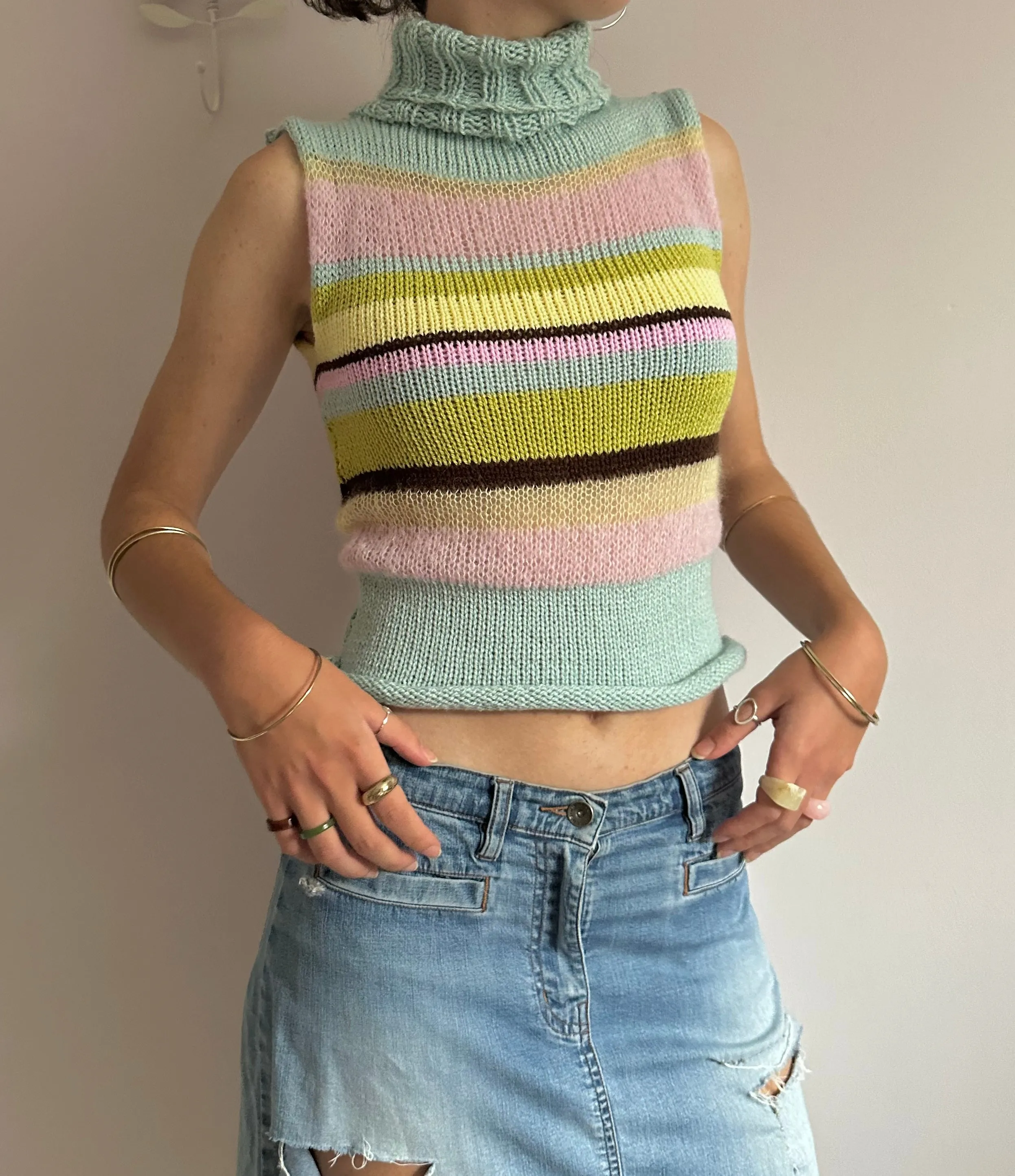 The Dahlia Vest - striped turtleneck knit vest