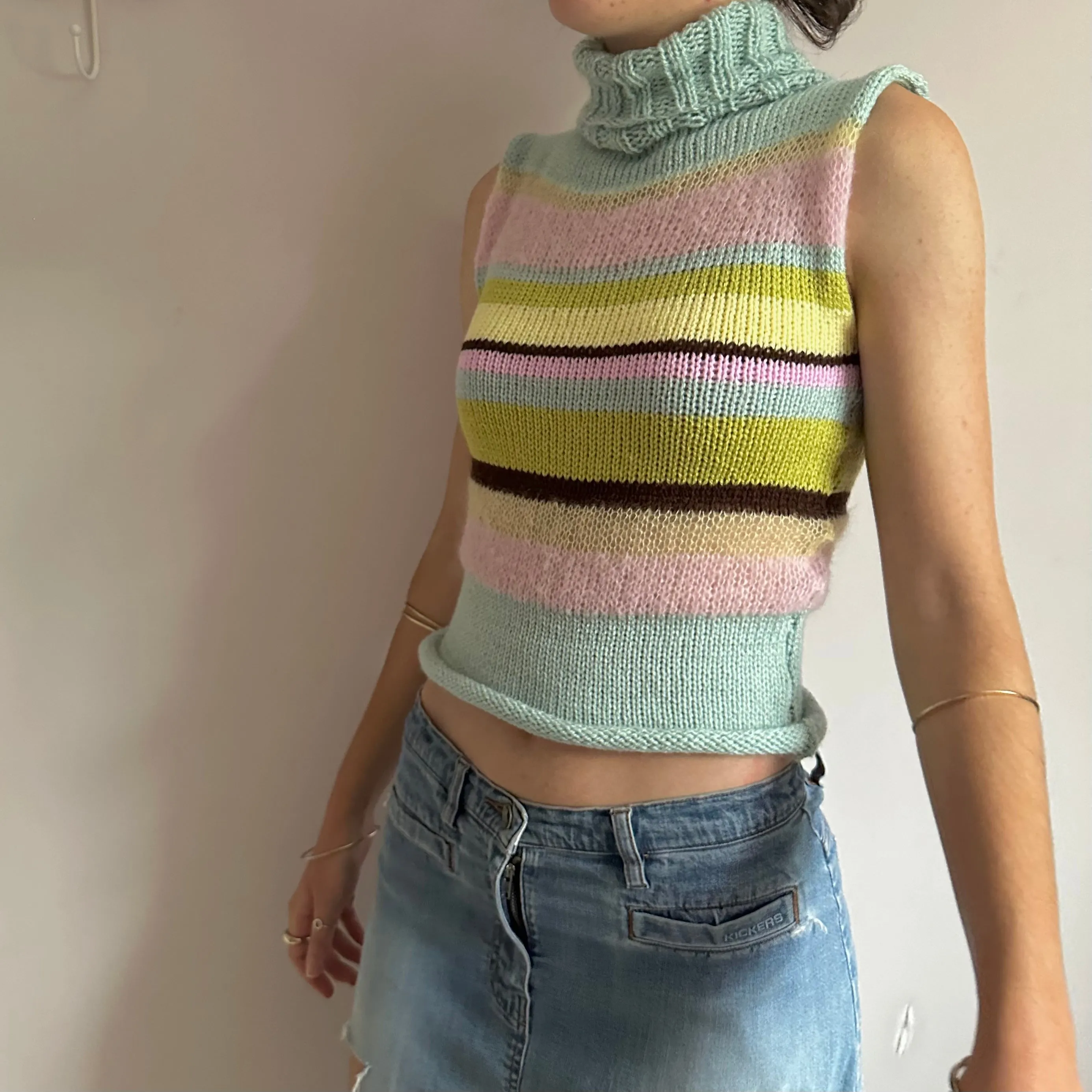 The Dahlia Vest - striped turtleneck knit vest