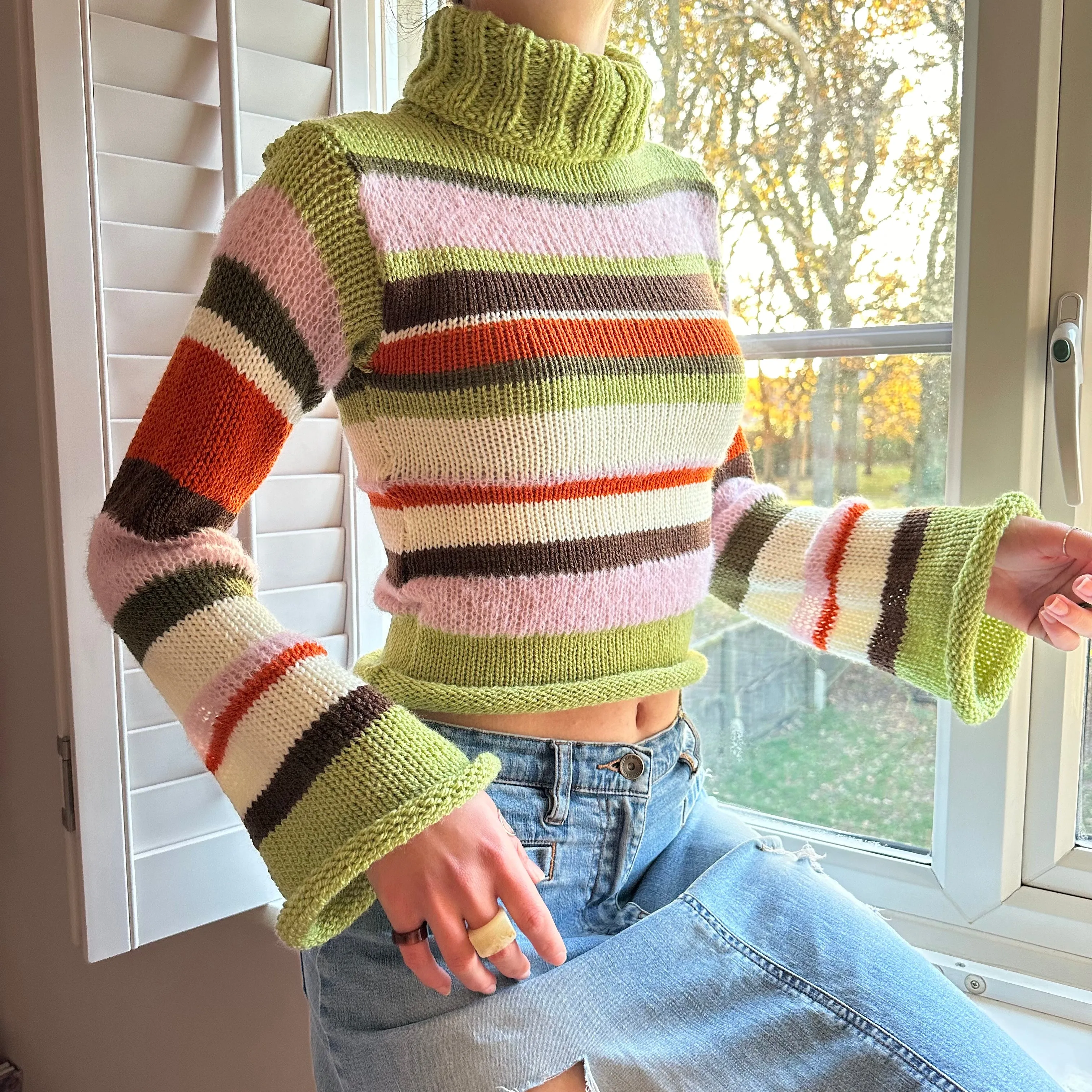 The Lola Jumper - striped roll neck knitted jumper