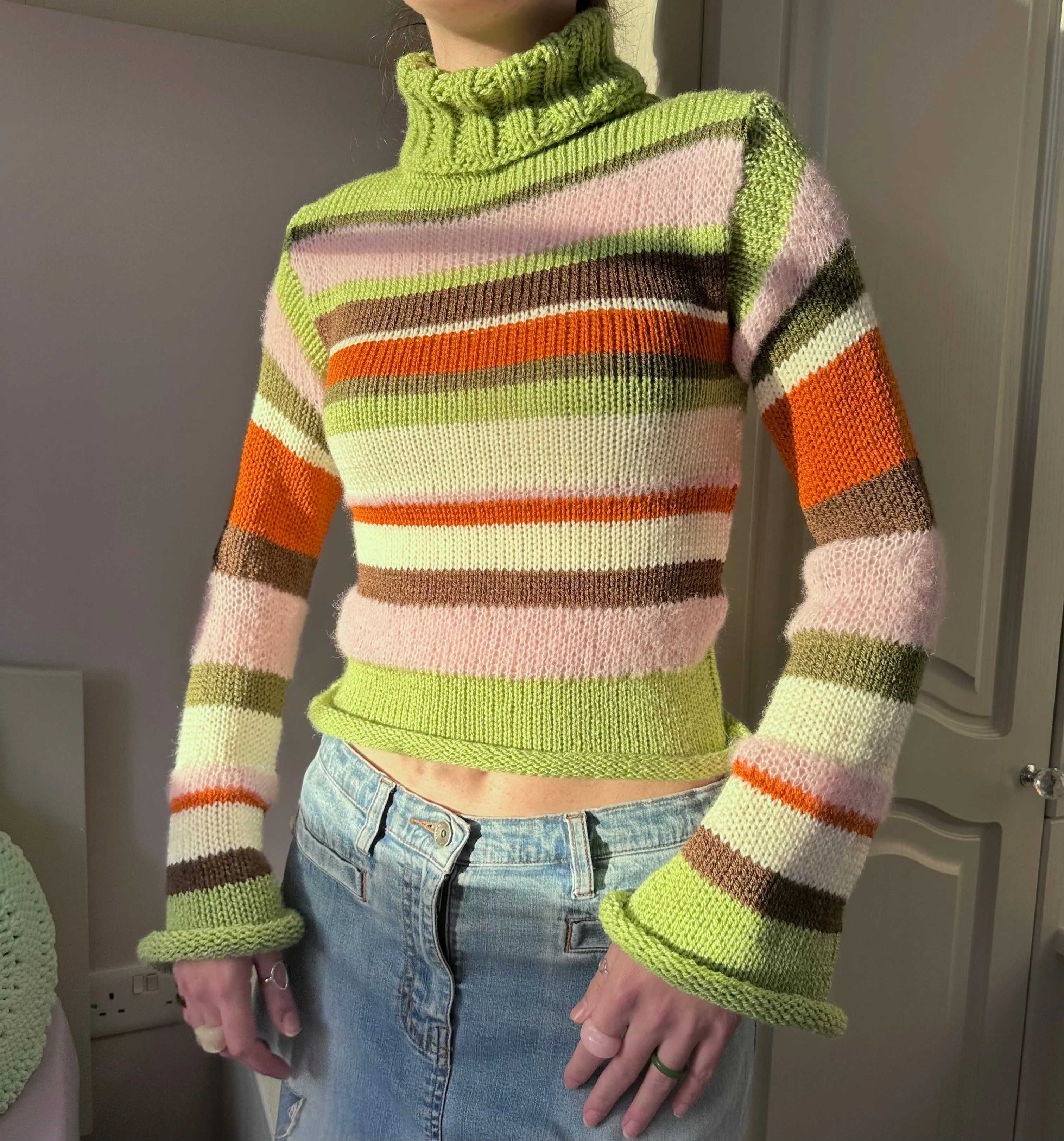 The Lola Jumper - striped roll neck knitted jumper