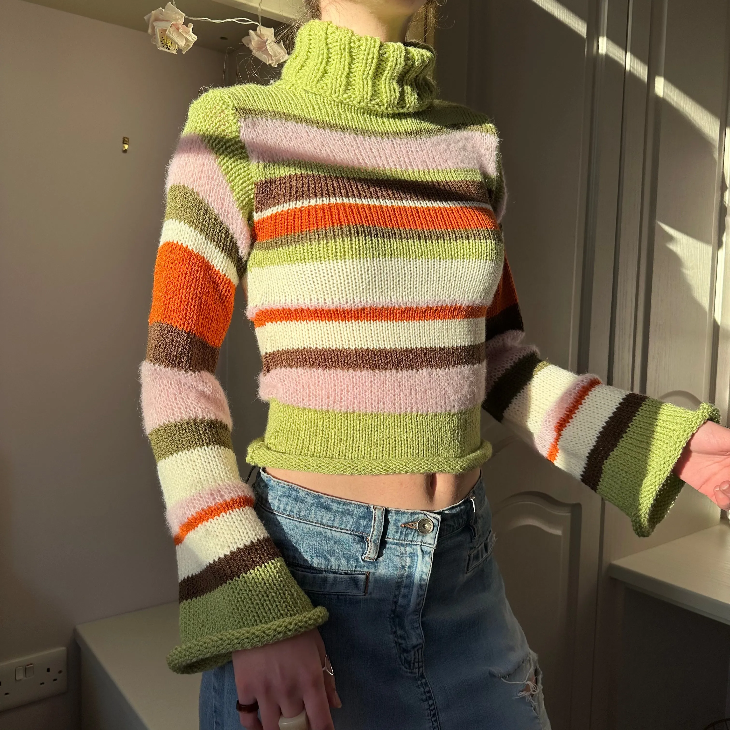 The Lola Jumper - striped roll neck knitted jumper