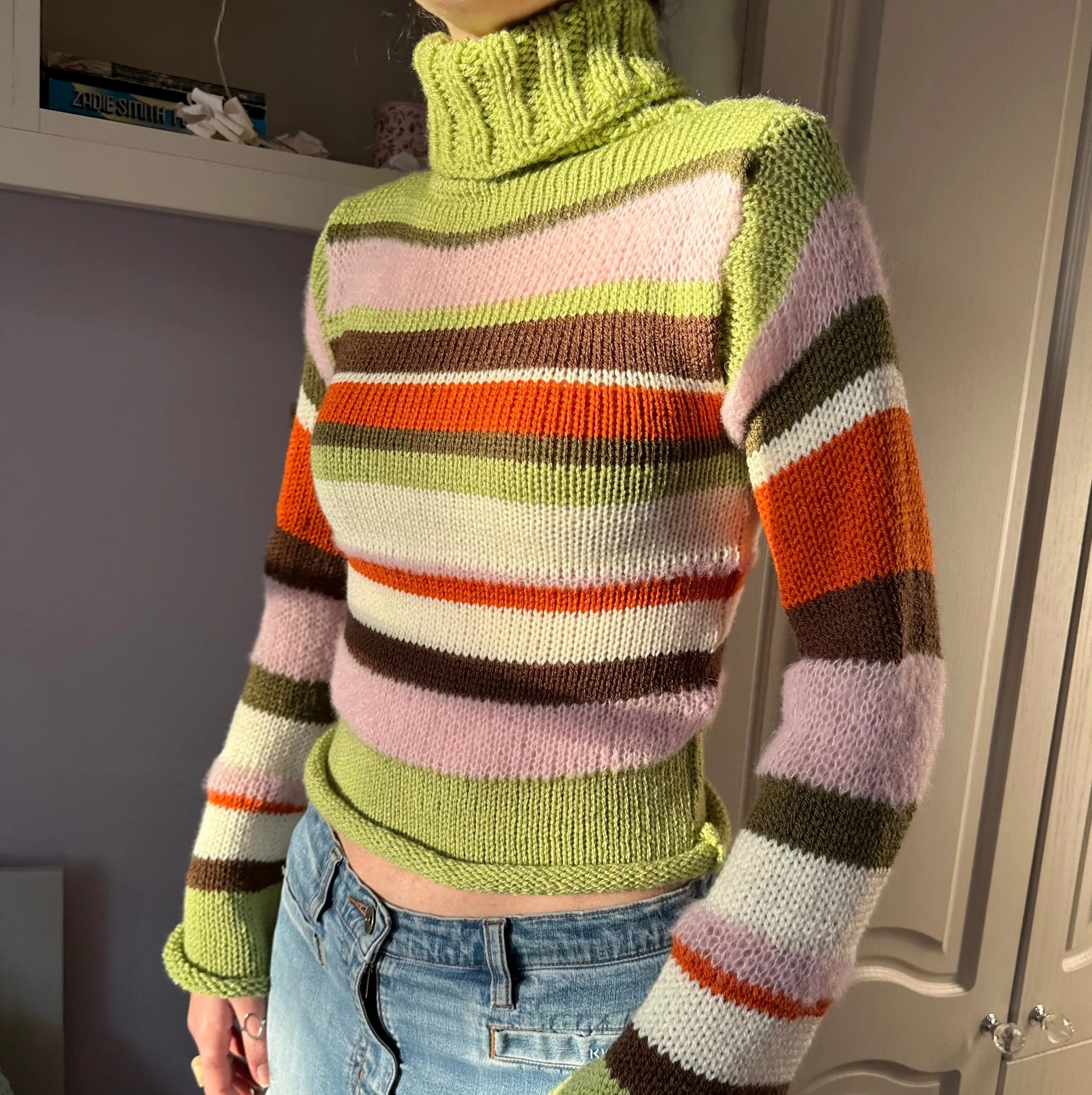 The Lola Jumper - striped roll neck knitted jumper