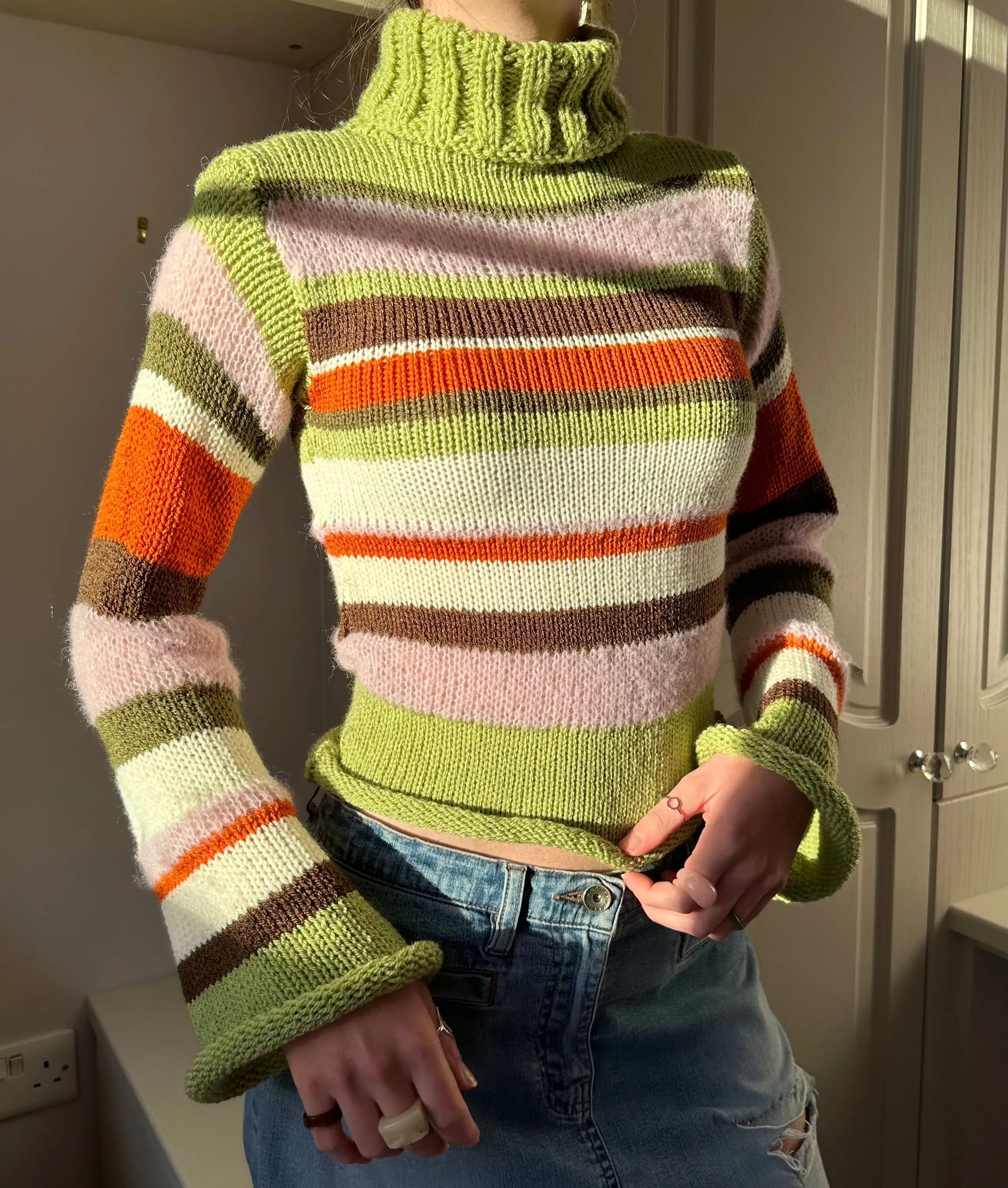 The Lola Jumper - striped roll neck knitted jumper