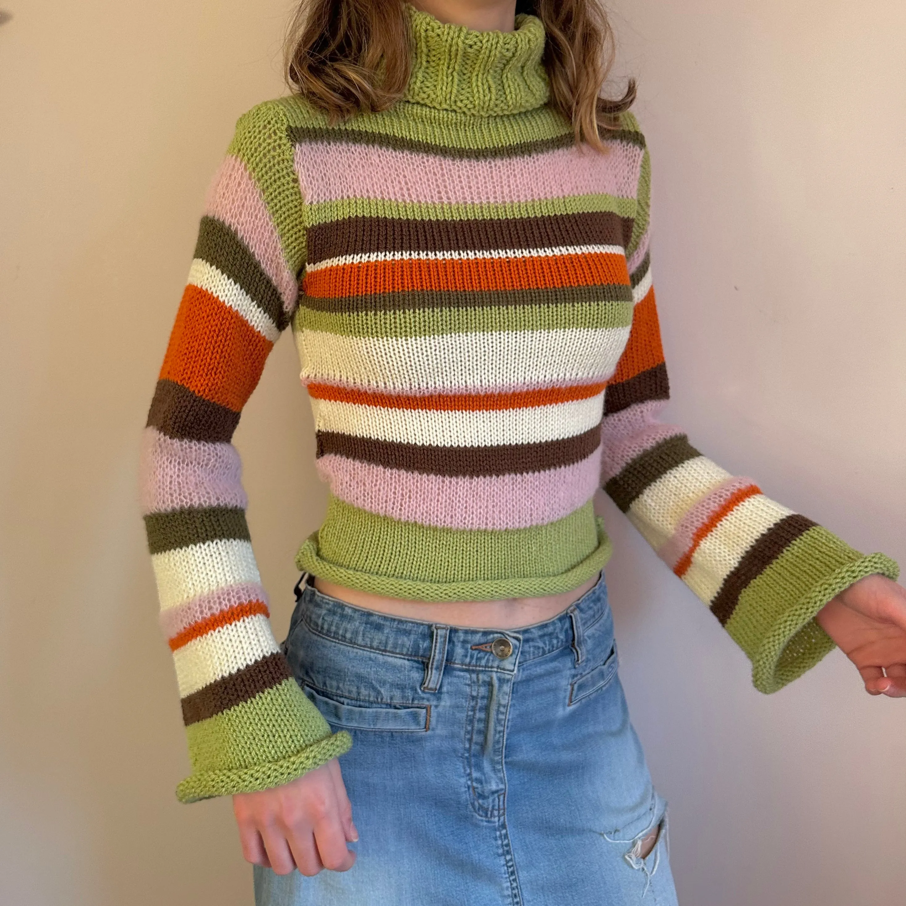 The Lola Jumper - striped roll neck knitted jumper