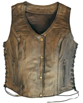 The "Carly" Brown Snap/Zip Leather Vest