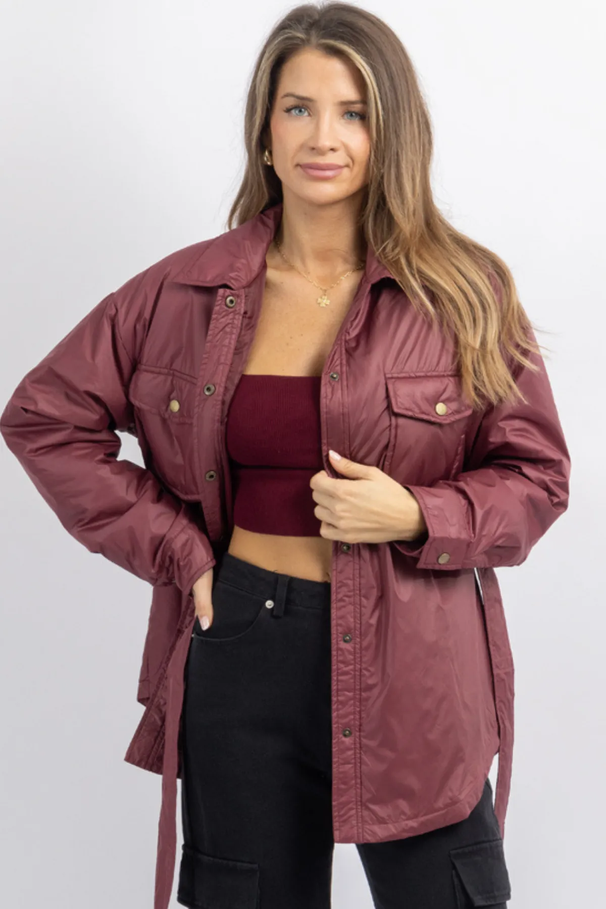 THROW   GO MERLOT SHIRT JACKET