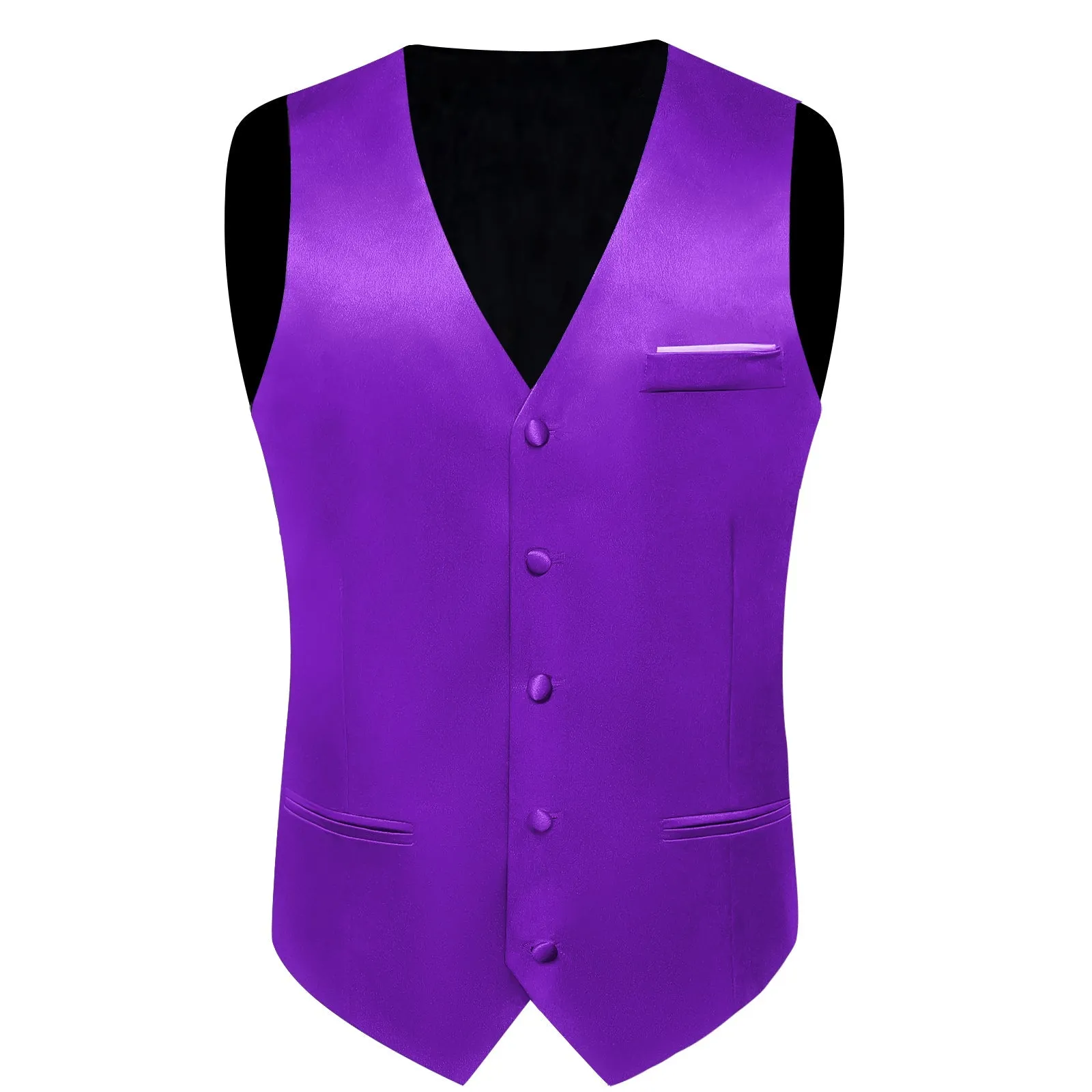 Ties2you Men's Dress Vest Purple Solid Shining Silk Vest Necktie Bow Tie Handkerchief Cufflinks Set