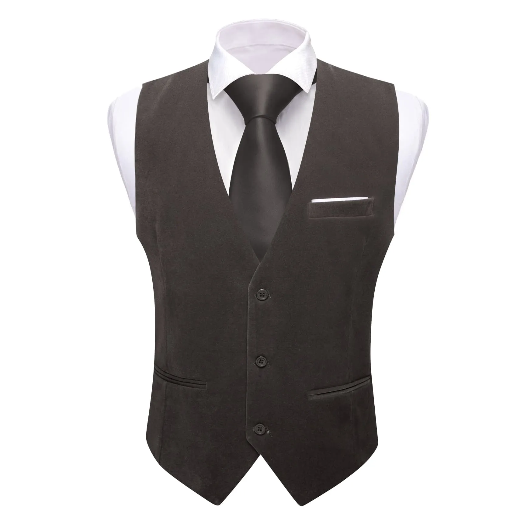 Ties2you Suit Vest Ash Grey Solid Mens Flannelette Work Dress Vest Classic