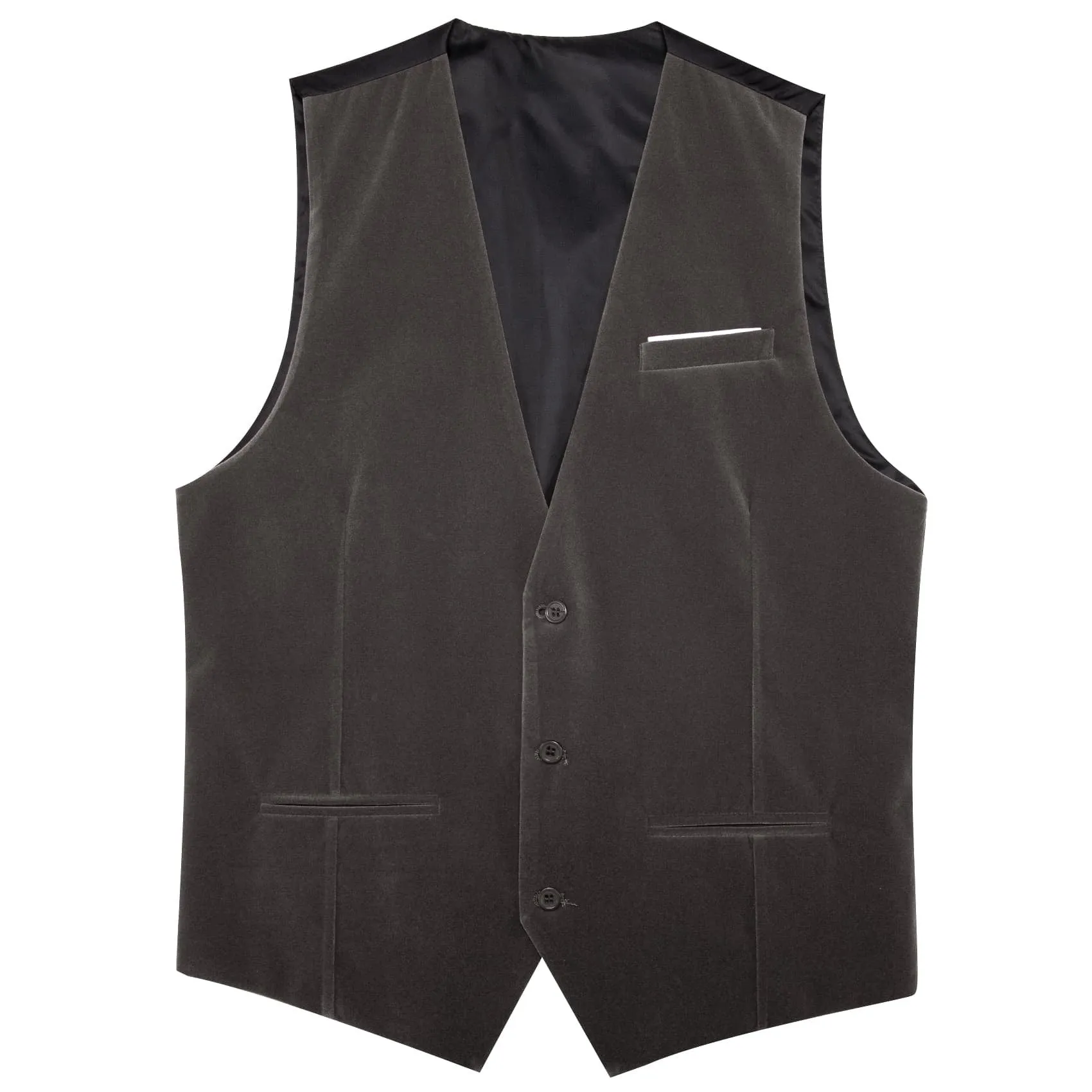 Ties2you Suit Vest Ash Grey Solid Mens Flannelette Work Dress Vest Classic