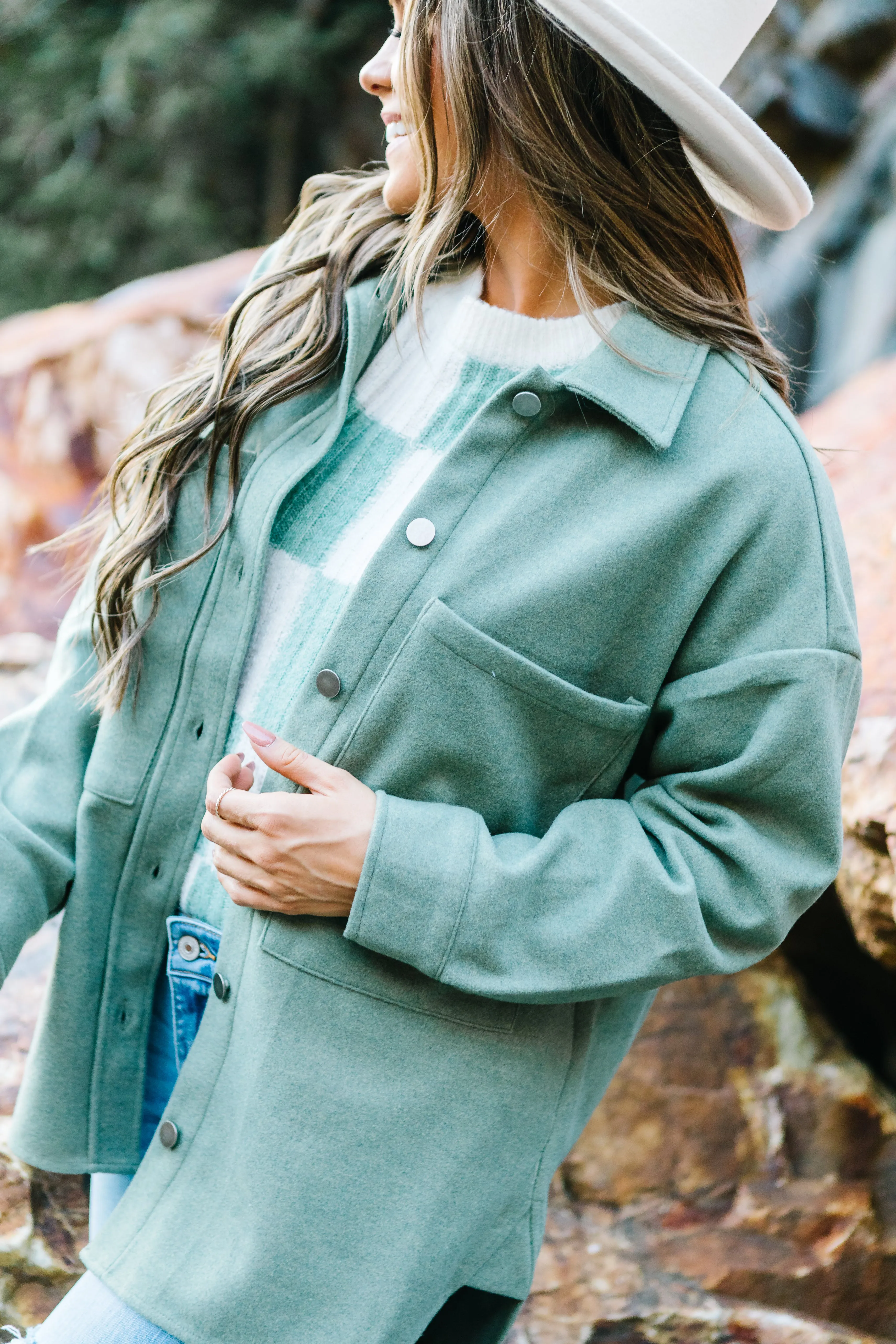 Timberlyn Button-down Shacket // Smokey Sage