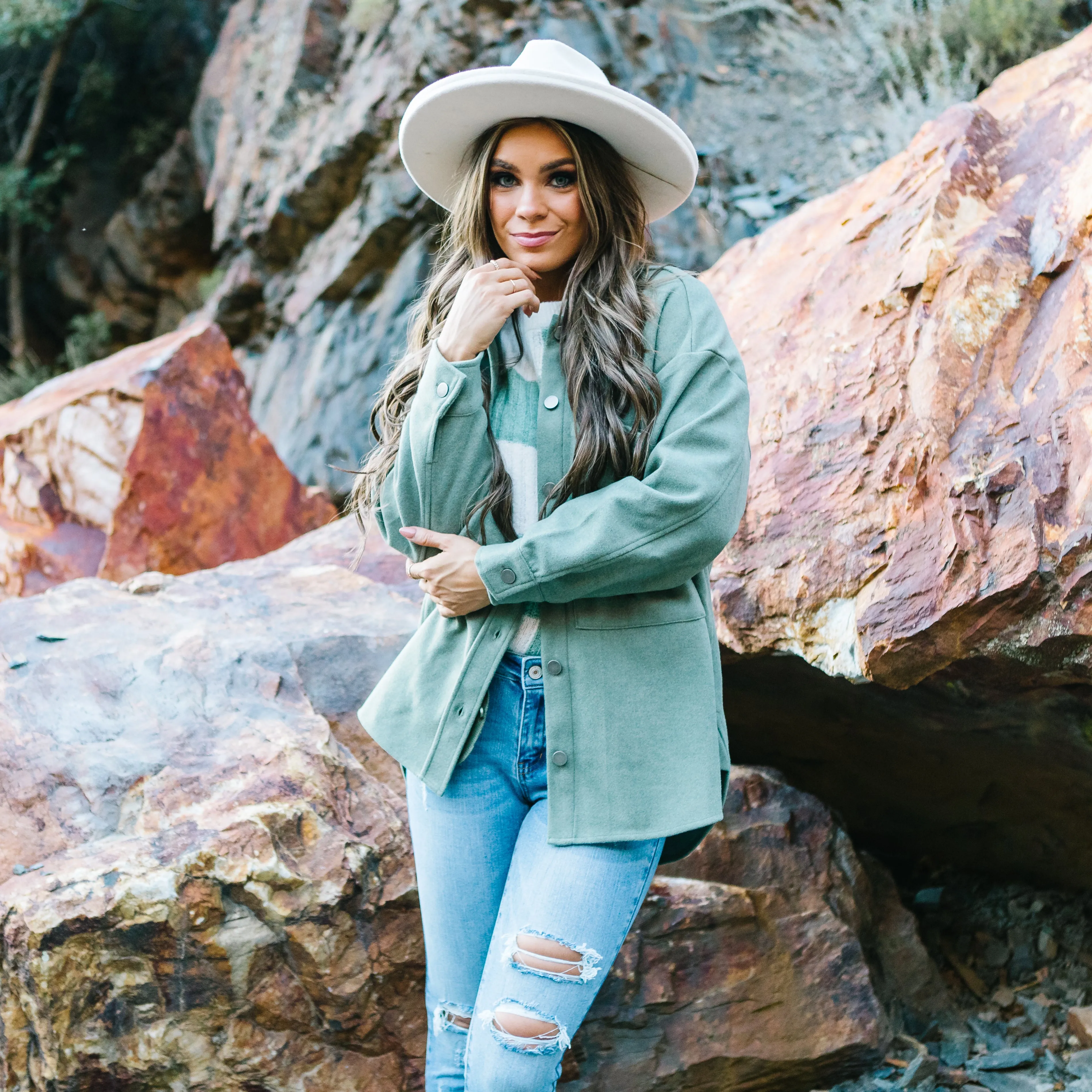 Timberlyn Button-down Shacket // Smokey Sage