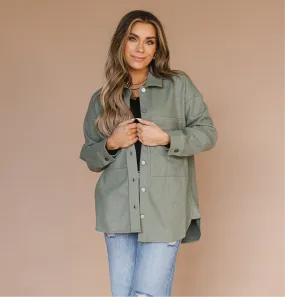 Timberlyn Button-down Shacket // Smokey Sage