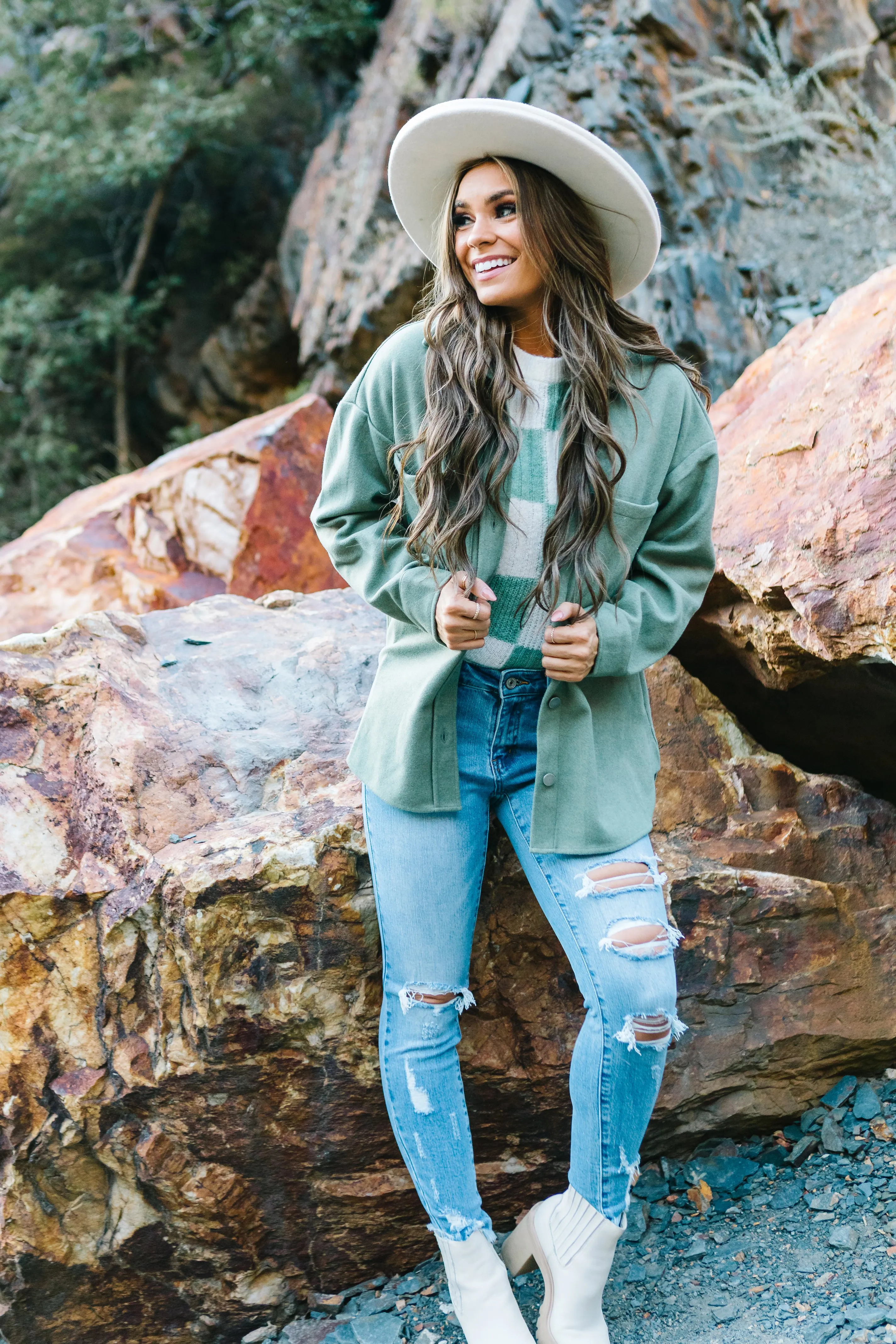 Timberlyn Button-down Shacket // Smokey Sage