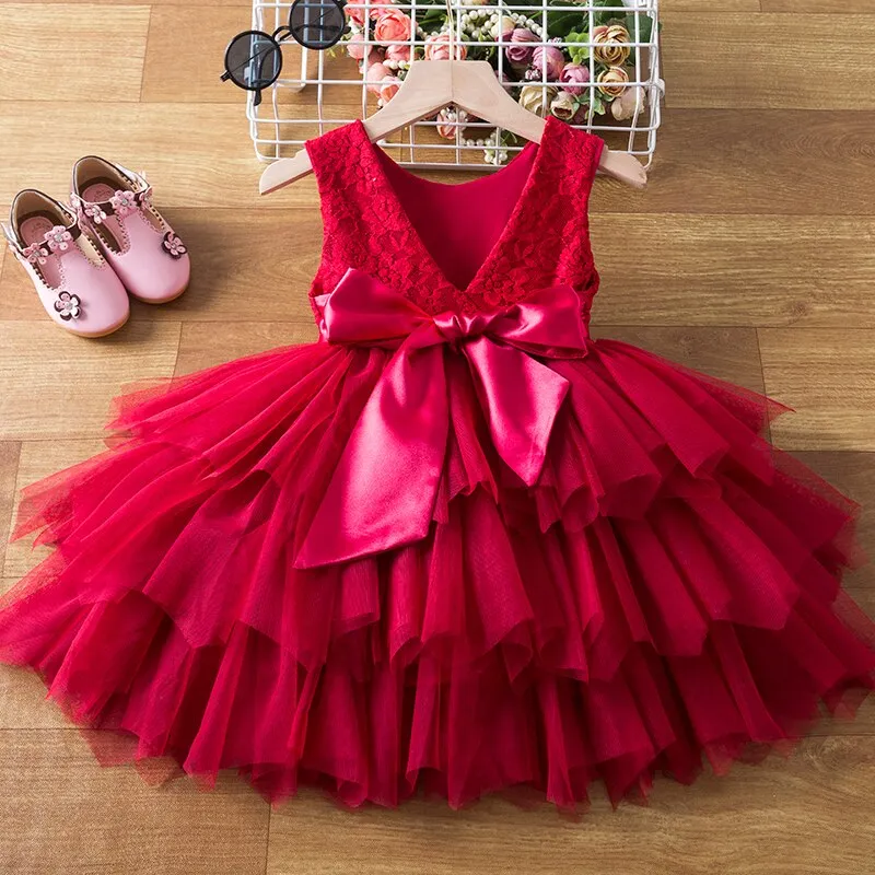 Toddler Girl Tutu Gown Baby Girls Lace Flower Birthday Party Princess Dress Costume