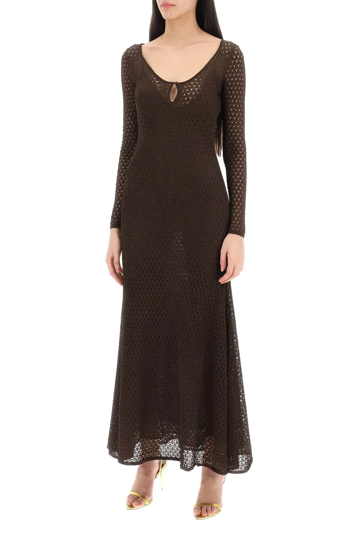 Tom Ford long knitted lurex perforated dress