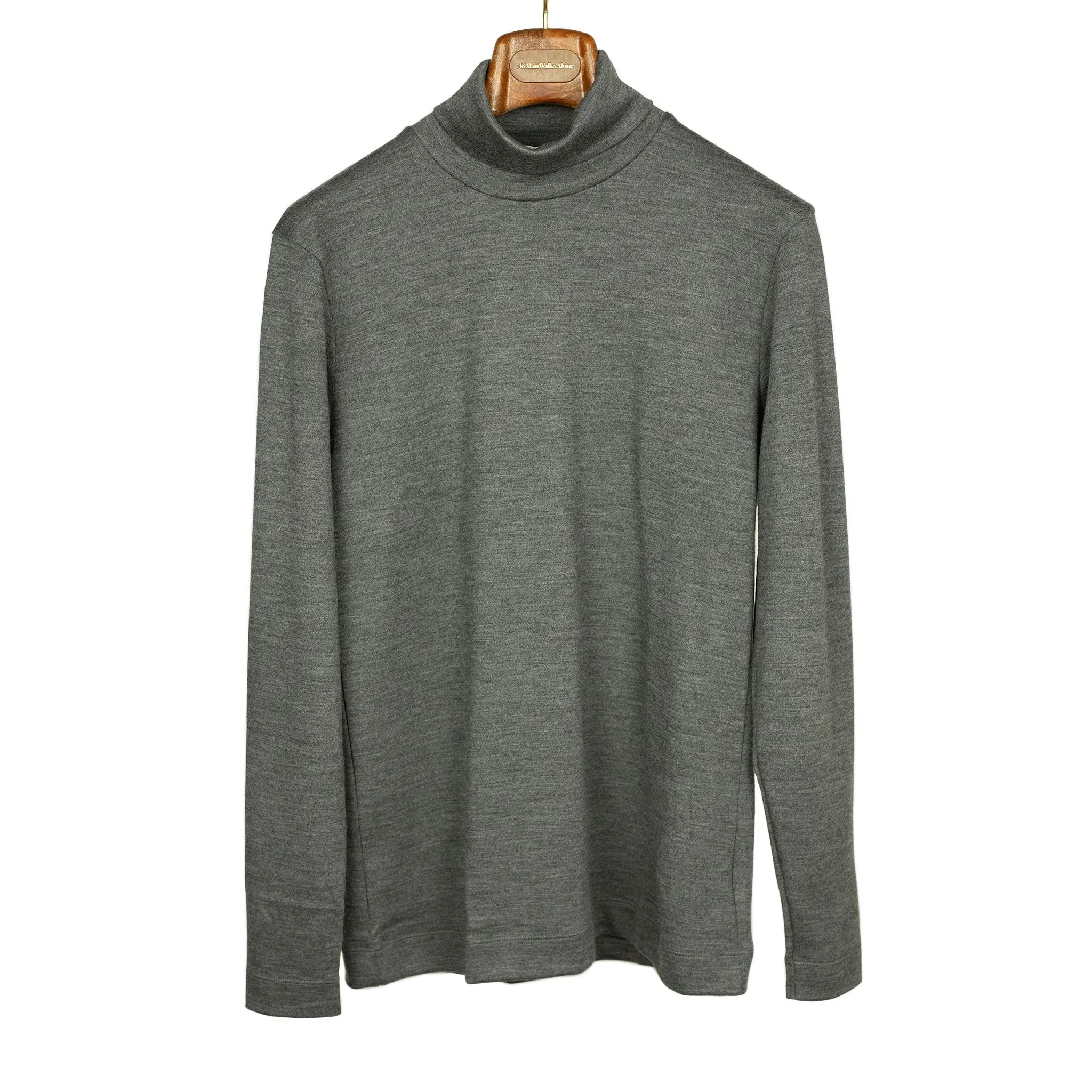 Turtleneck in grey wool jersey