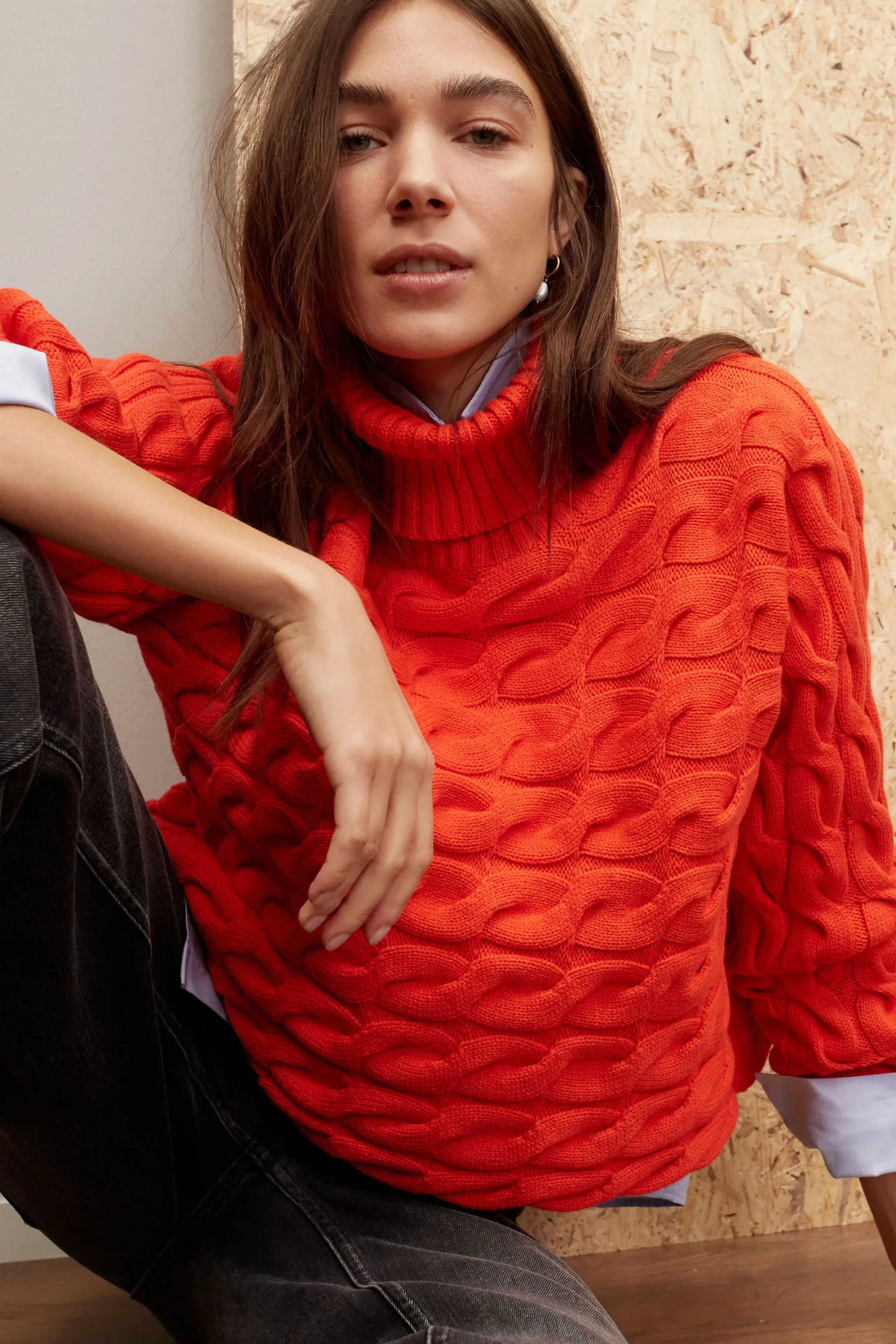 Turtleneck Pullover in Cherry Tomato