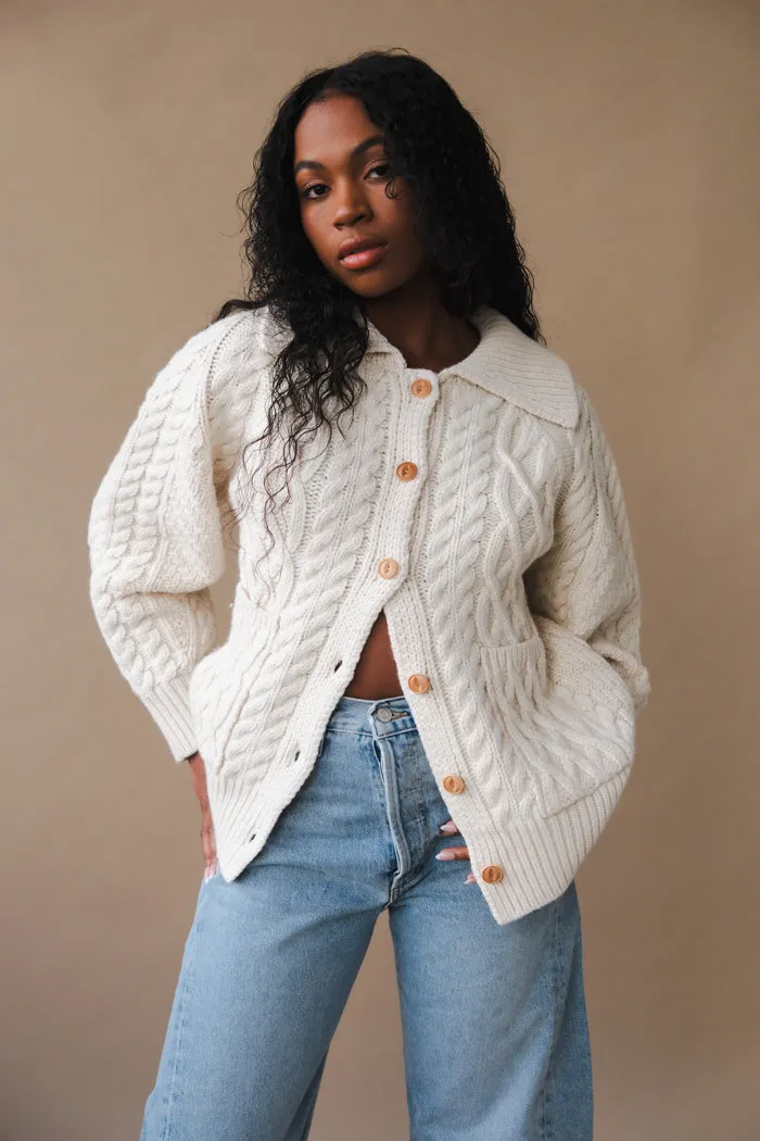 UNISEX FISHERMAN KNIT CARDIGAN