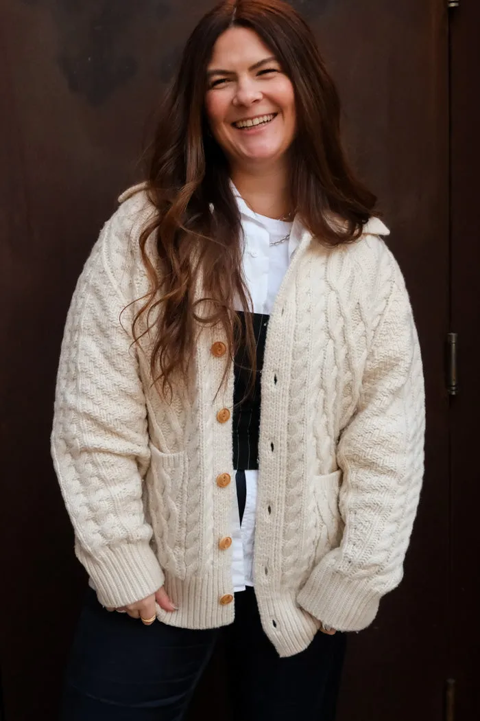 UNISEX FISHERMAN KNIT CARDIGAN