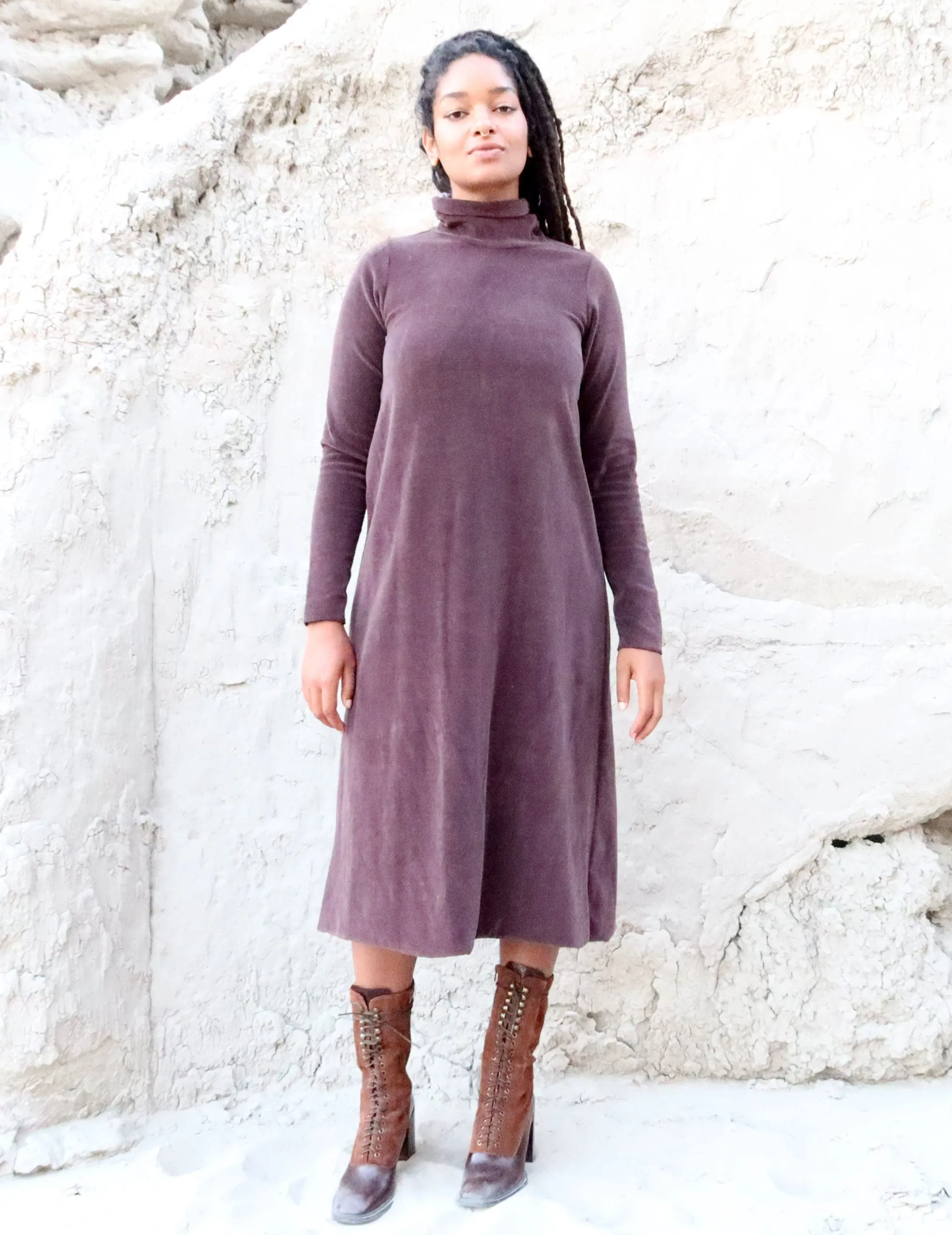 VELOUR Turtleneck Ojai Below Knee Dress