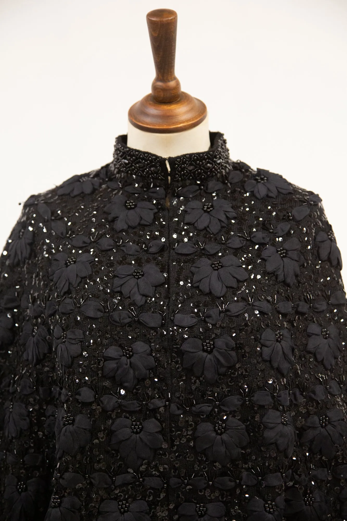 Vintage 1950s Black Beaded Cape