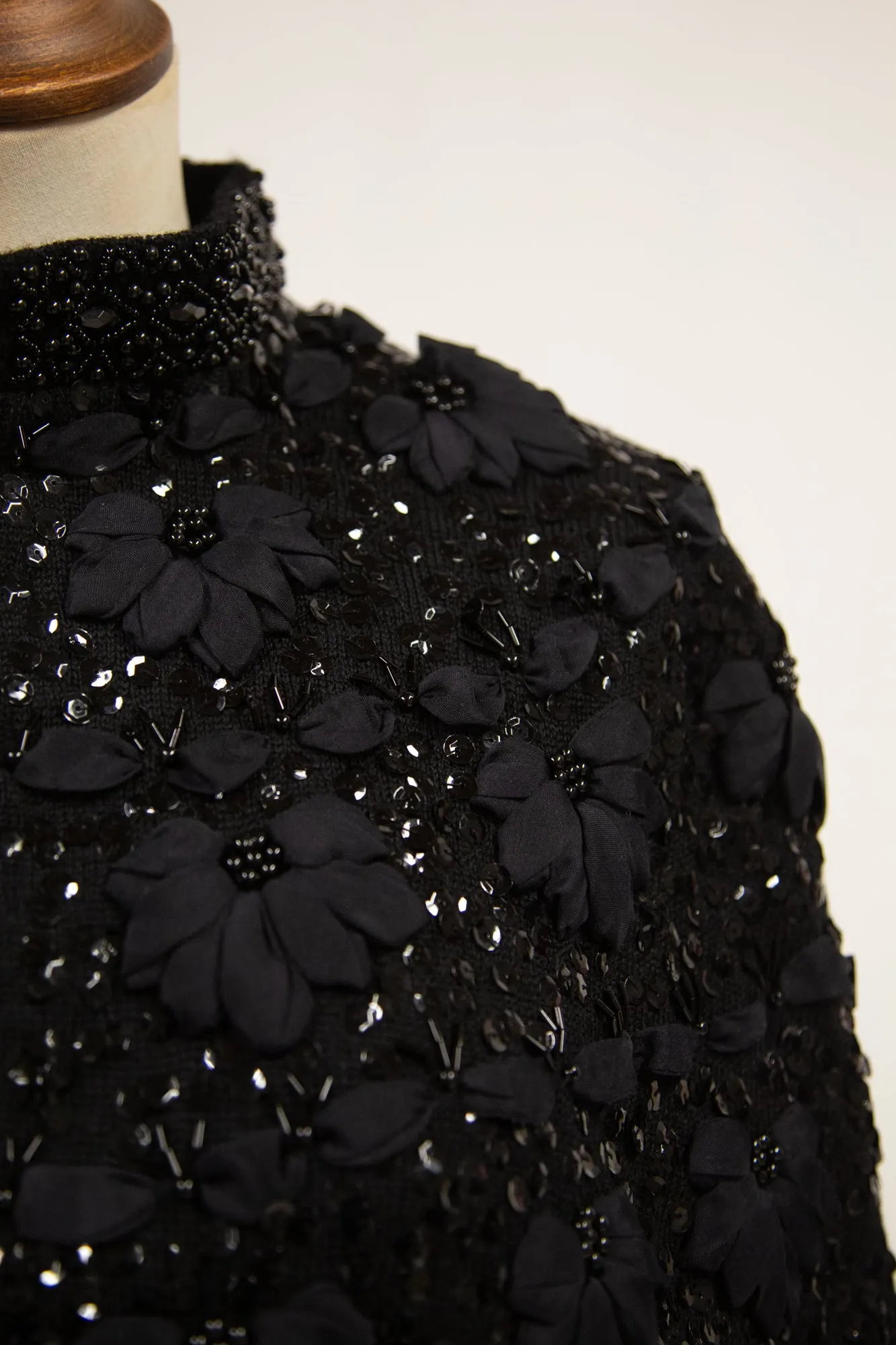 Vintage 1950s Black Beaded Cape