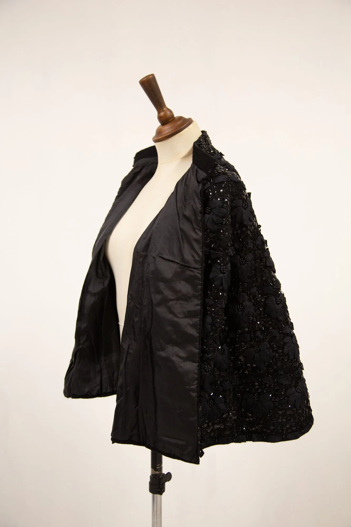 Vintage 1950s Black Beaded Cape