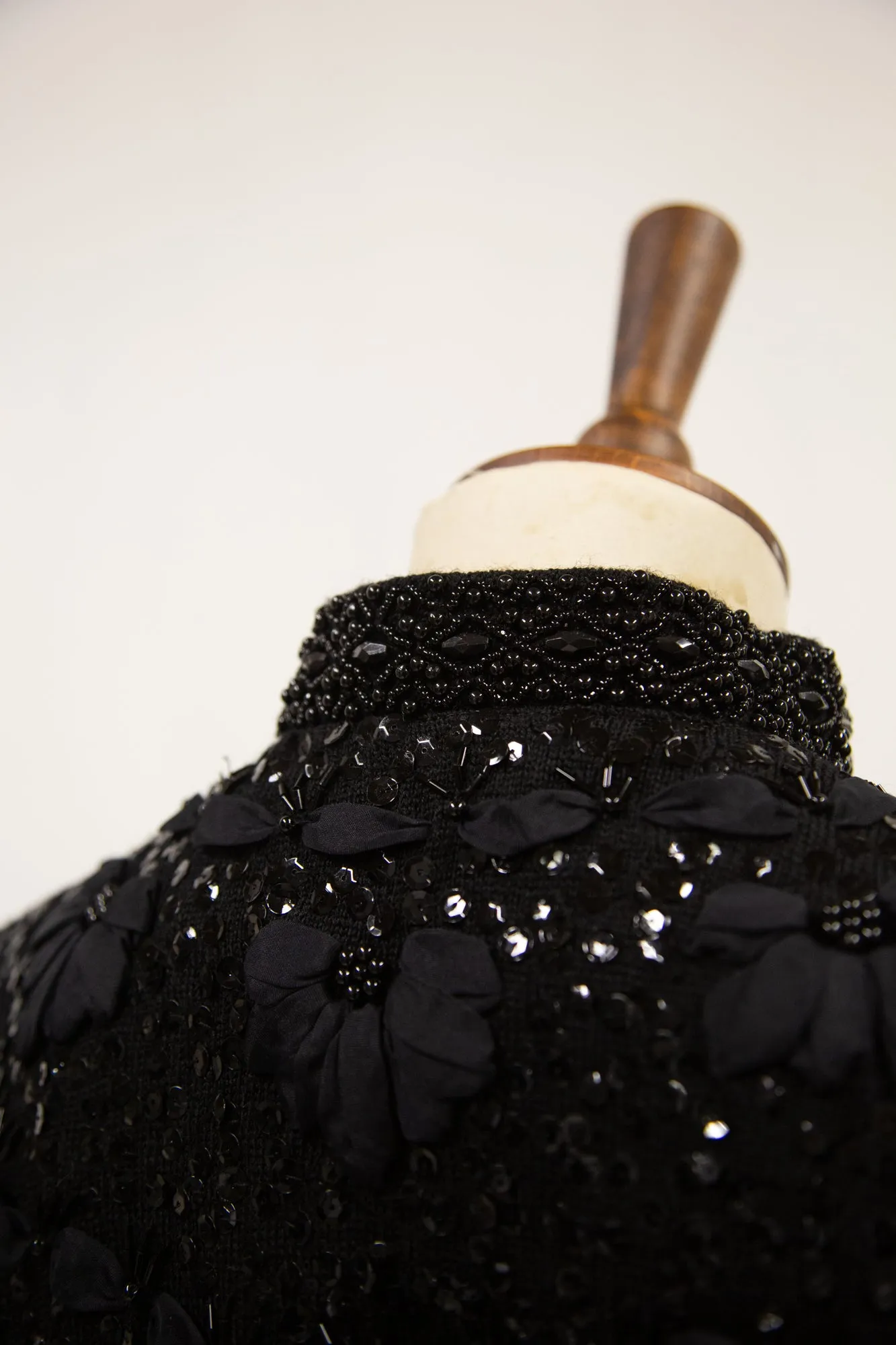 Vintage 1950s Black Beaded Cape