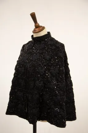 Vintage 1950s Black Beaded Cape