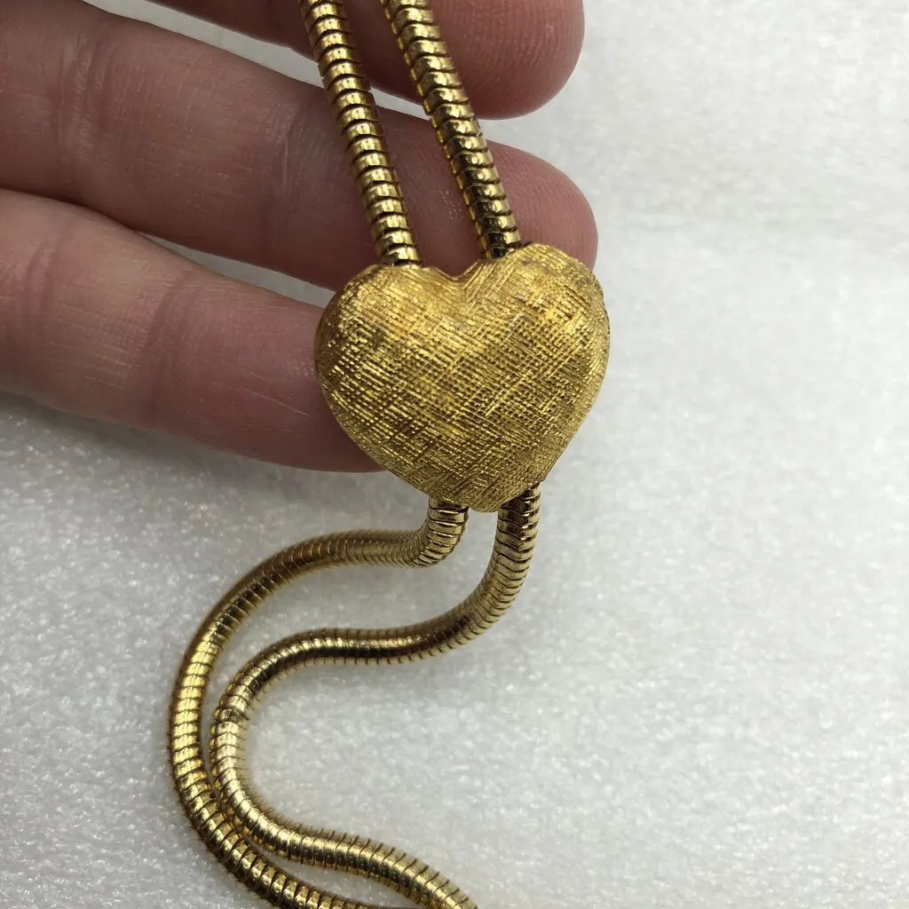 Vintage Adjustable Heart Lariat Necklace /b