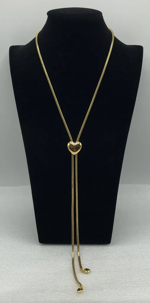 Vintage Adjustable Heart Lariat Necklace /b