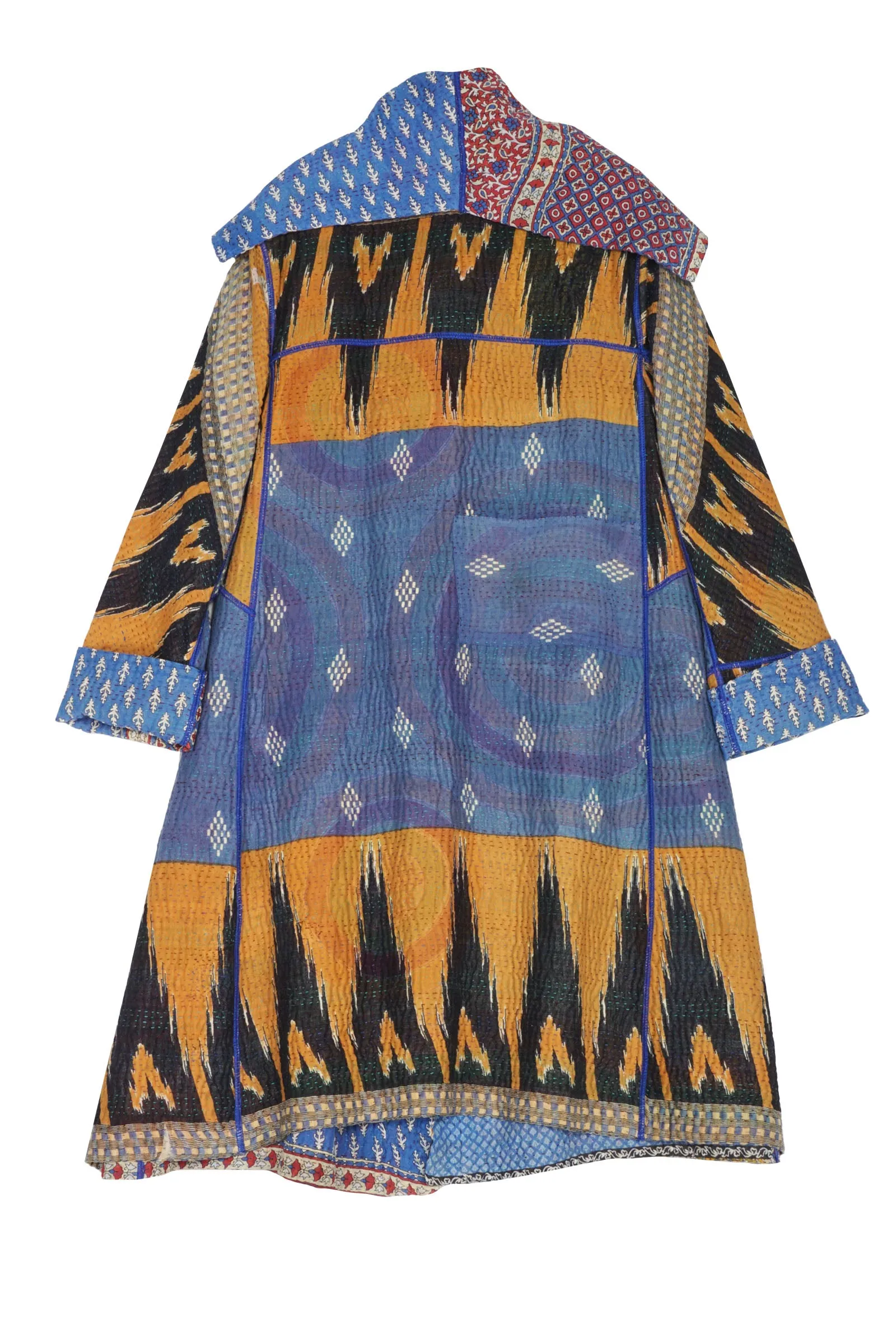 VINTAGE COTTON KANTHA A-LINE COAT - cv4309-0047a -