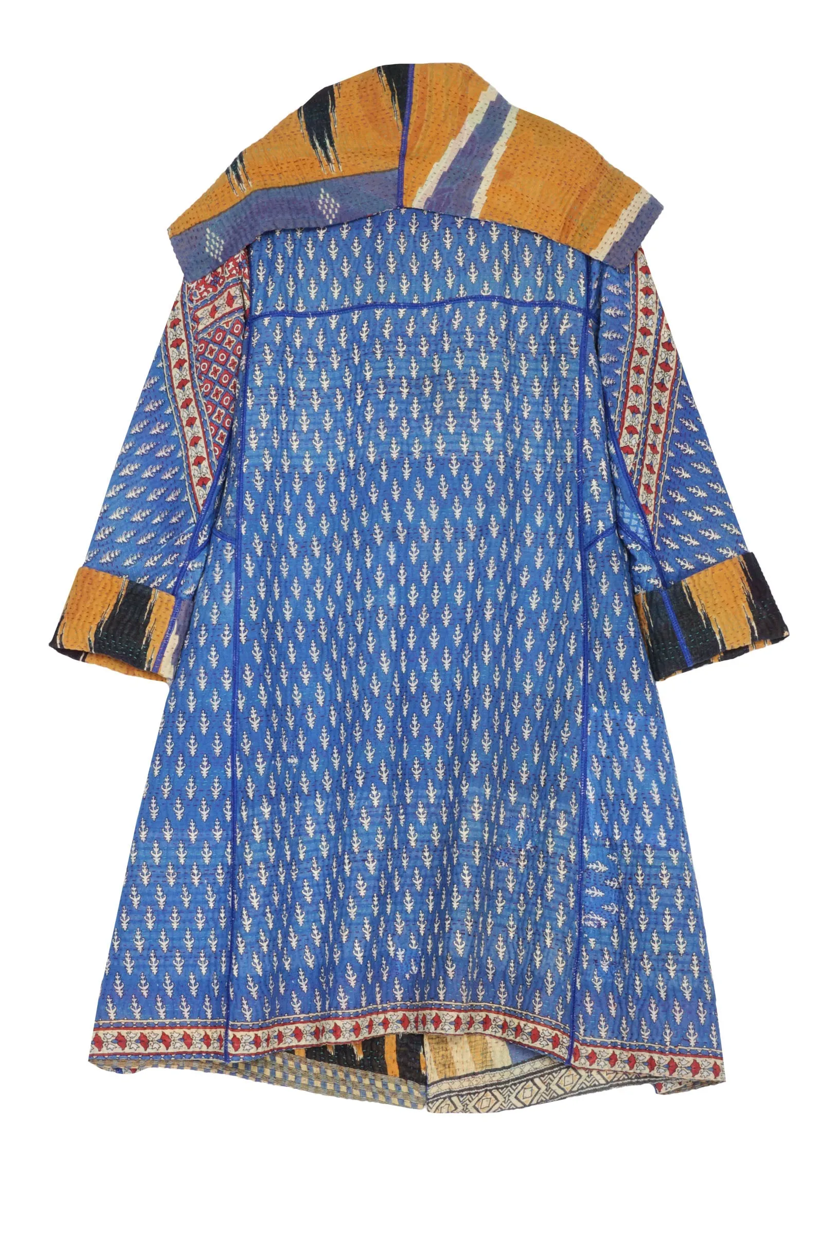 VINTAGE COTTON KANTHA A-LINE COAT - cv4309-0047a -