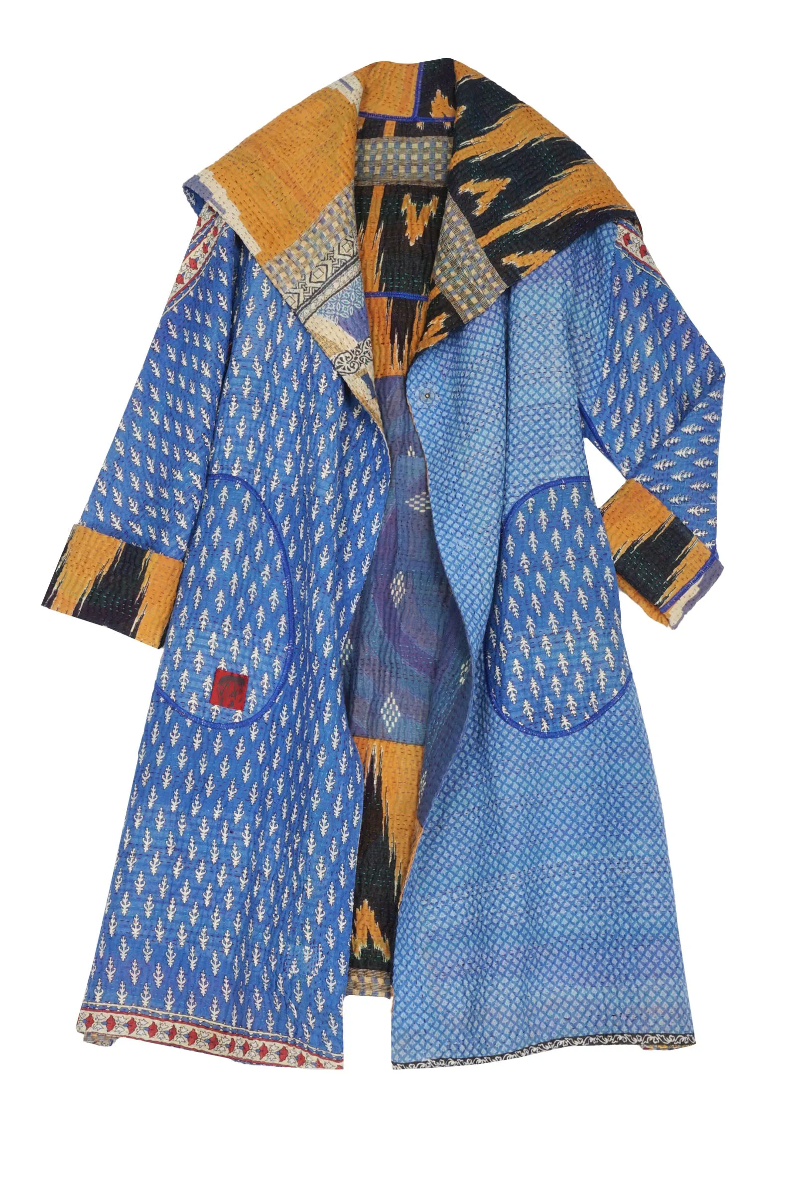 VINTAGE COTTON KANTHA A-LINE COAT - cv4309-0047a -