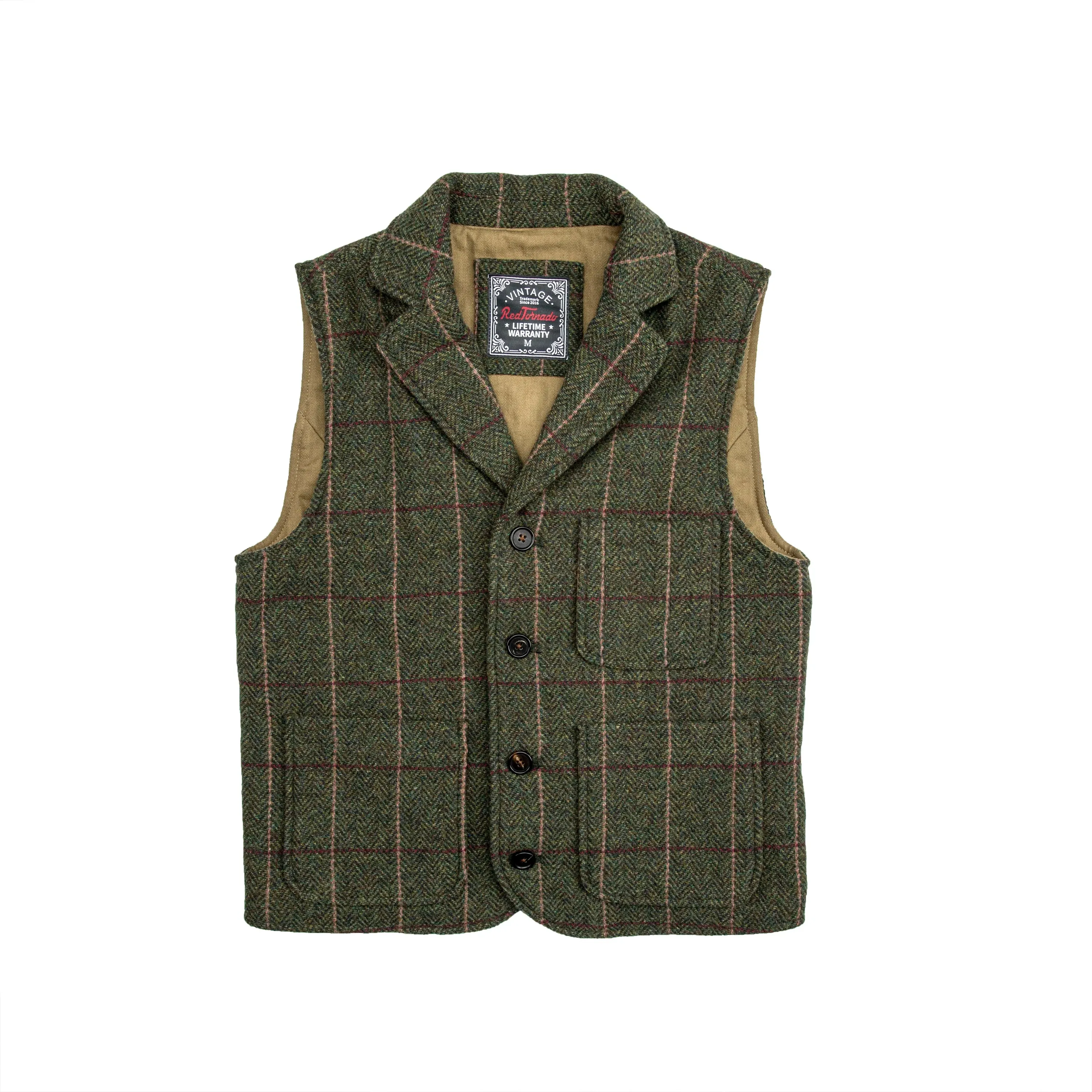 Vintage Style Woolen Tweed Vest Suit Waistcoat for Men