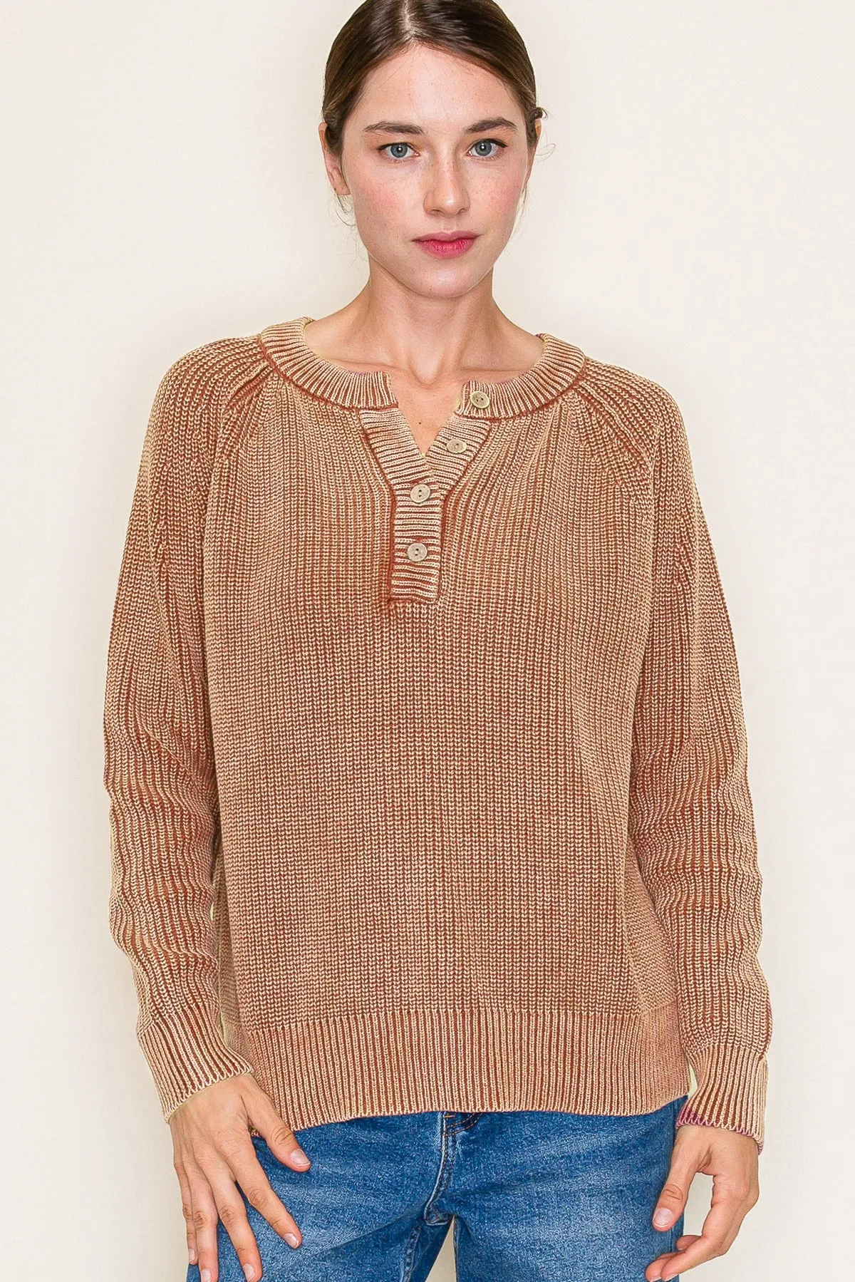 Washed Knit Henley Pullovers - 2 Colors! - FINAL SALE