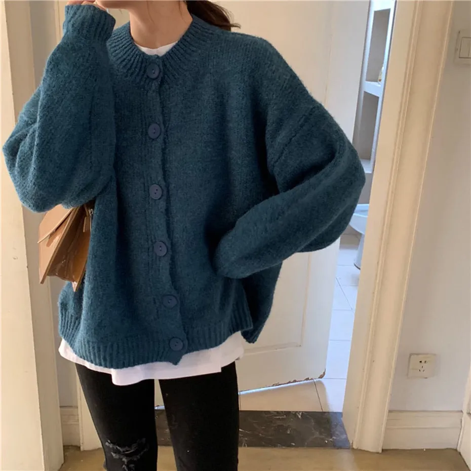 Wenkouban Green Sweater Cardigan Women Winter Sweater Oversized Jacket Harajuku Knitting Sweaters Female Winter Loose Coat Streetwear Girl