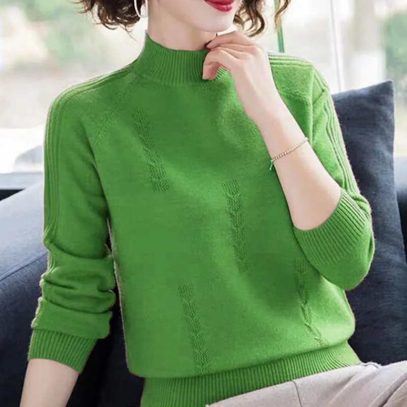 Wenkouban PEONFLY Turtleneck Sweater Autumn Winter Knitted Pullovers Women Sweaters Casual Loose Long Sleeve Solid Color Female Jumper