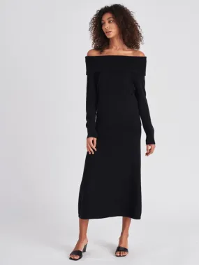 White   Warren - Cashmere Bardot Sweater in Black