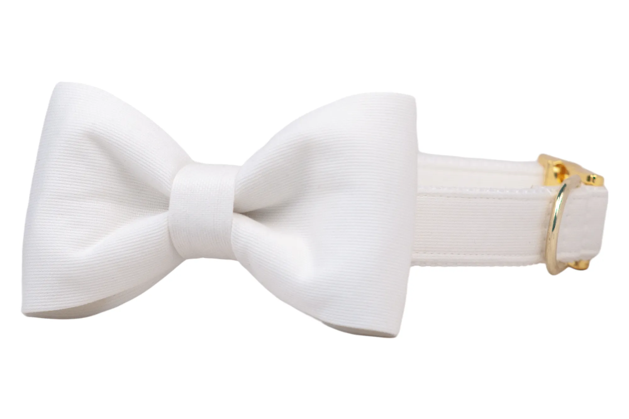 White Wedding Woven Bow Tie Dog Collar