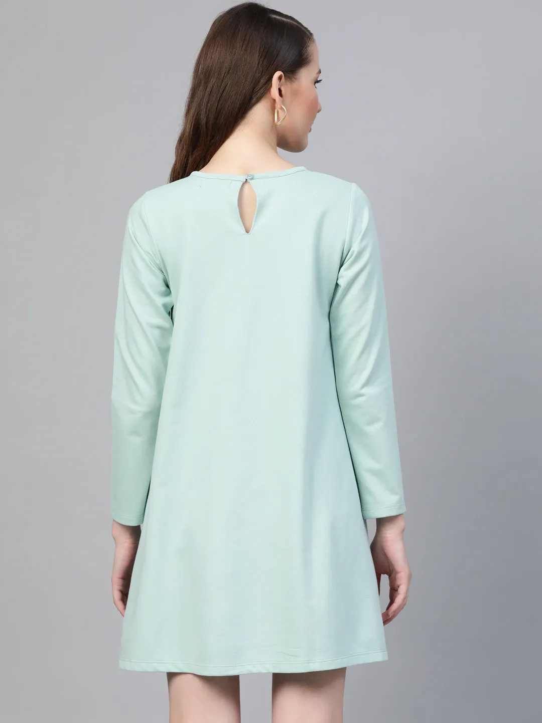 Women Sea Green Terry Tent Dress