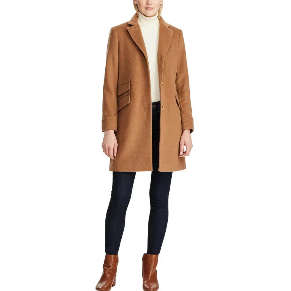 Womens Brown Wool Blend Coat