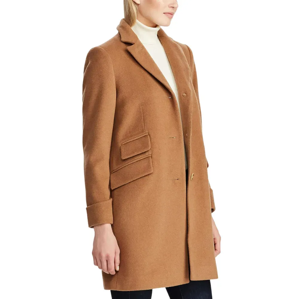 Womens Brown Wool Blend Coat