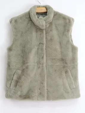 Women's Plain Faux Fur Vest,Light Green