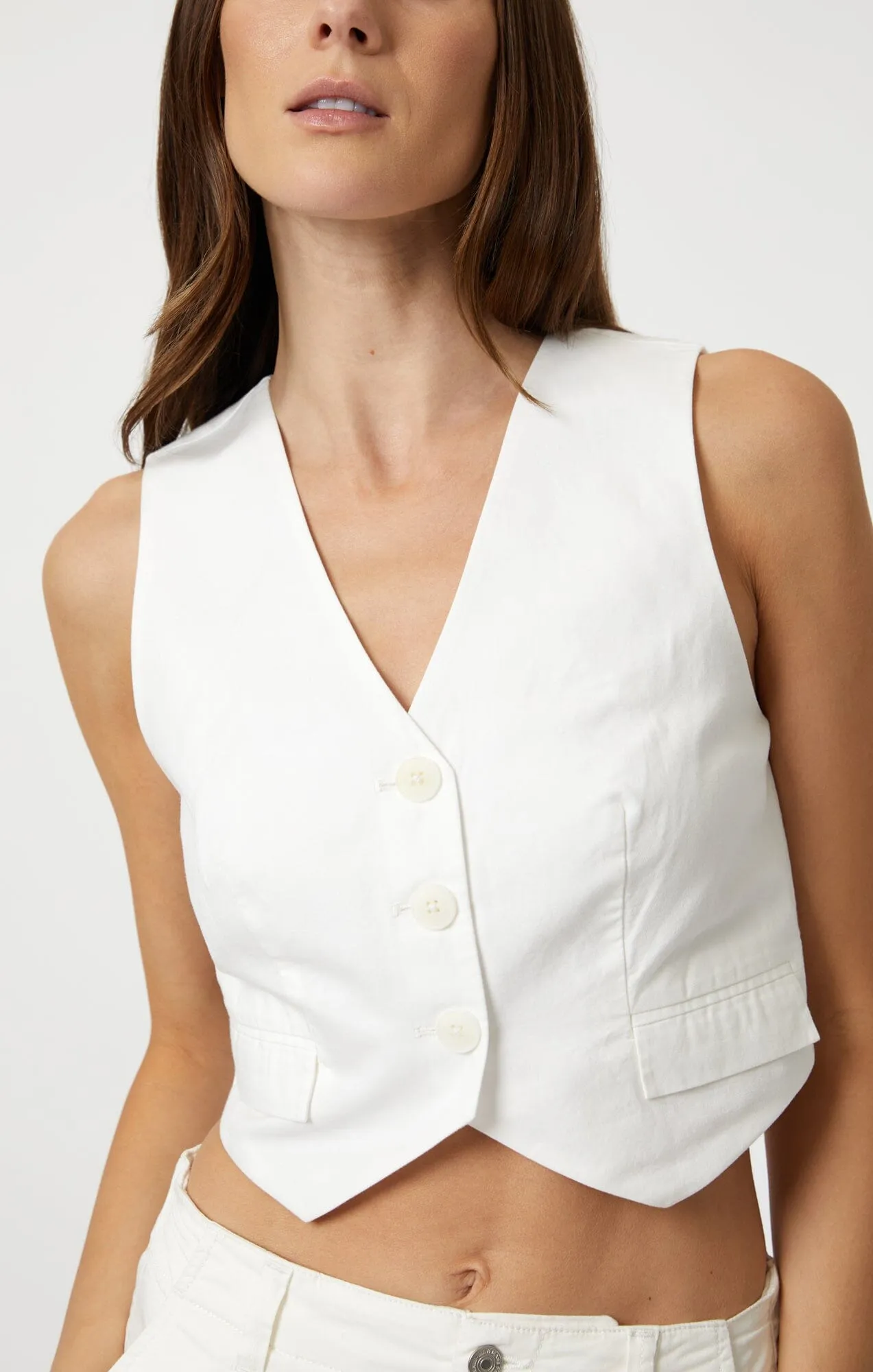 WOVEN VEST IN ANTIQUE WHITE