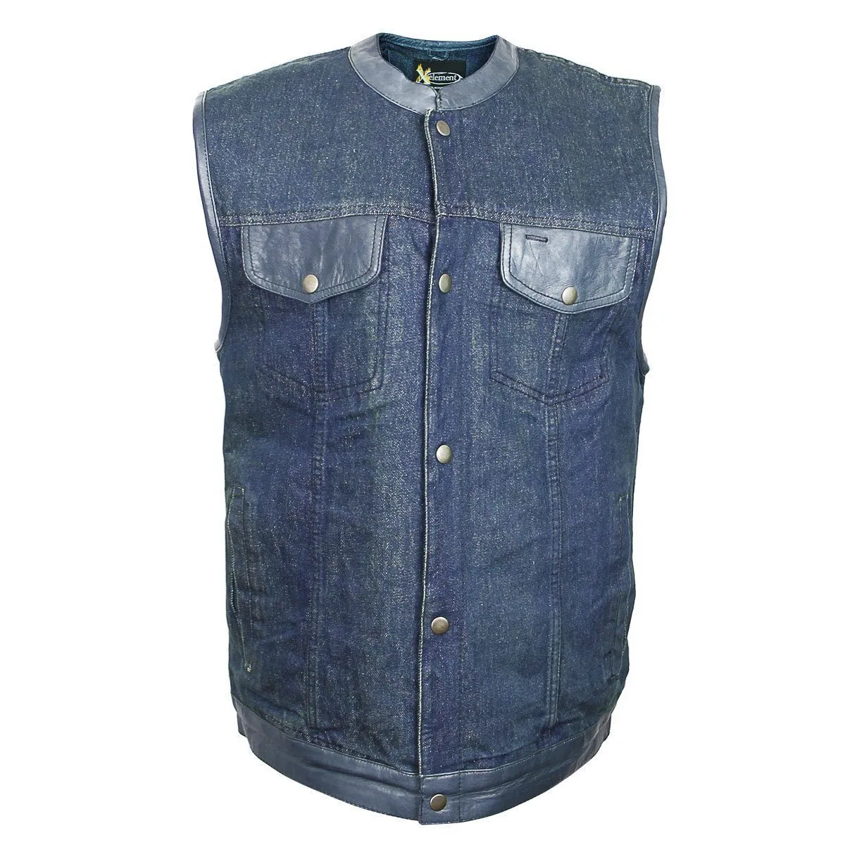 Xelement DMX2242 Men's Blue Denim Mid Collar Gun Pocket Vest