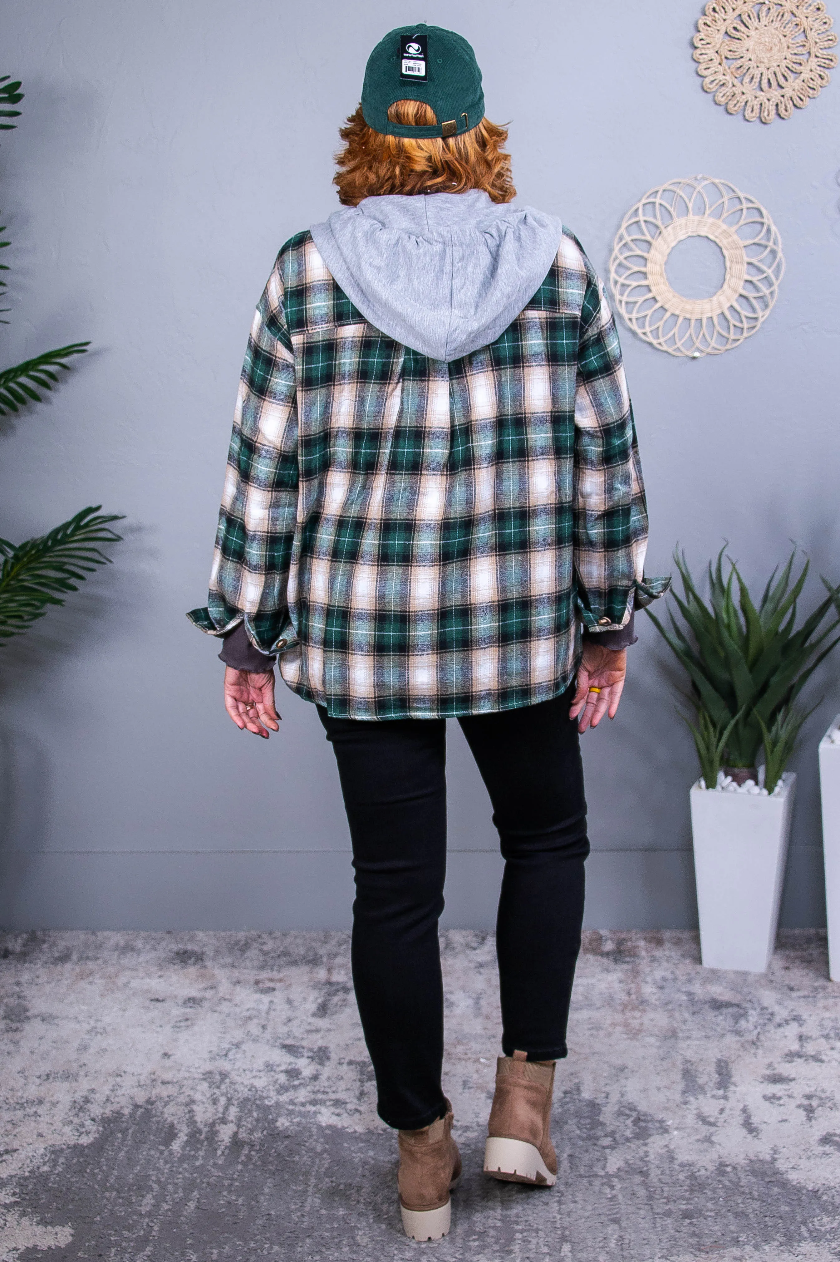 You'll Be Mine Forest Green/Multi Color Plaid Shacket - O5595FGN